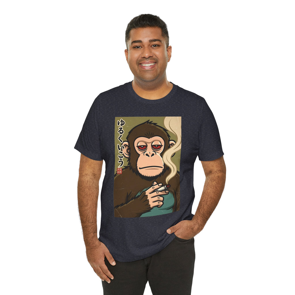 Smoking Monkey Graphic Tee — Japanese Retro Ape Illustration T-Shirt