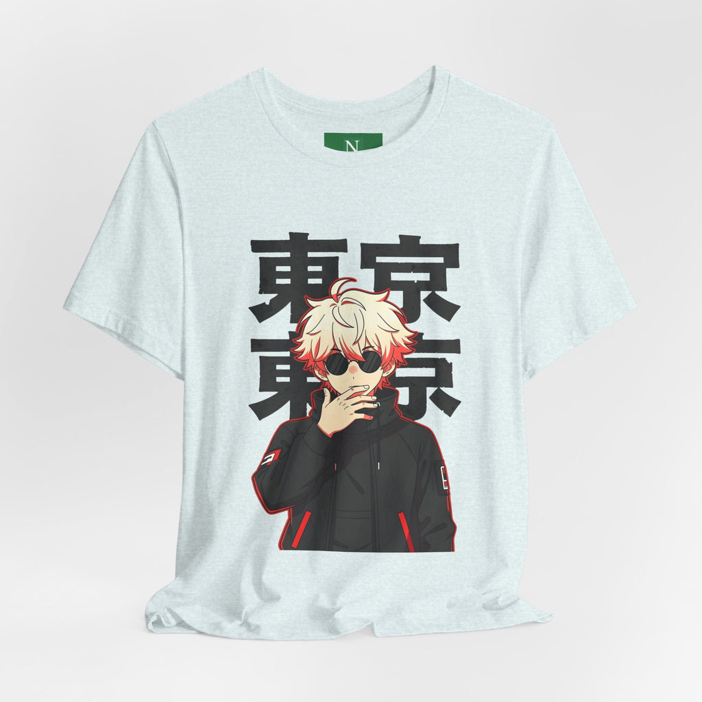 Tokyo Anime Graphic Tee — Blond Character with Kanji "東京"