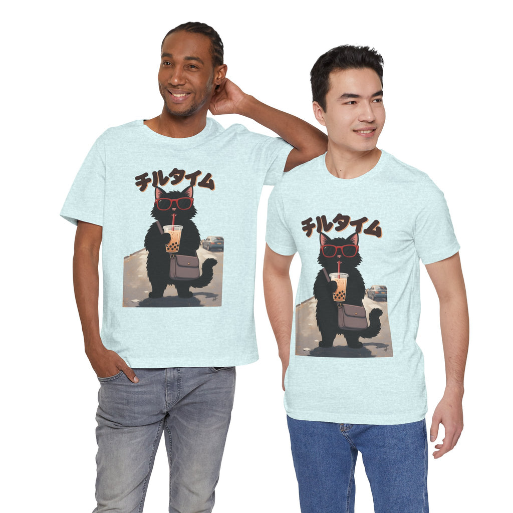 Boba Cat Tee — Cute Cat Drinking Bubble Tea Graphic T-Shirt