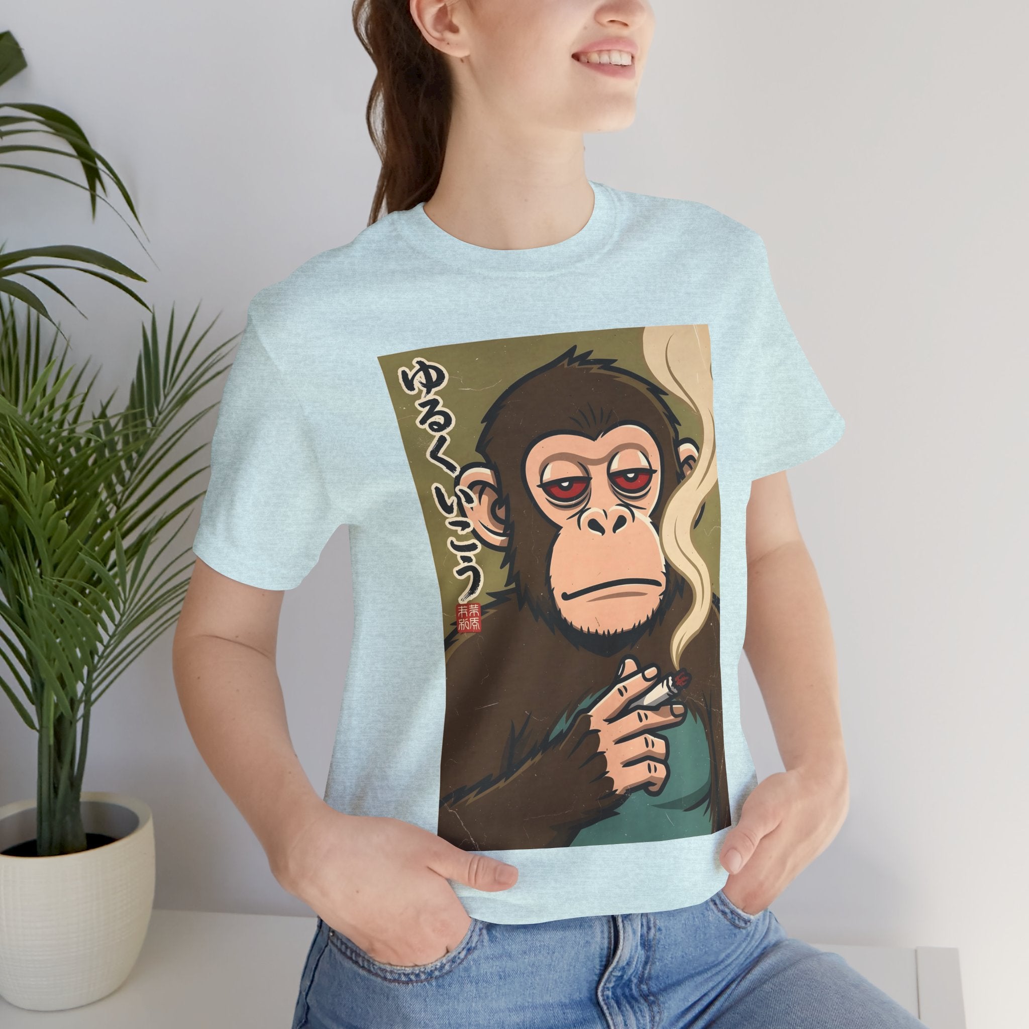 Smoking Monkey Graphic Tee — Japanese Retro Ape Illustration T-Shirt