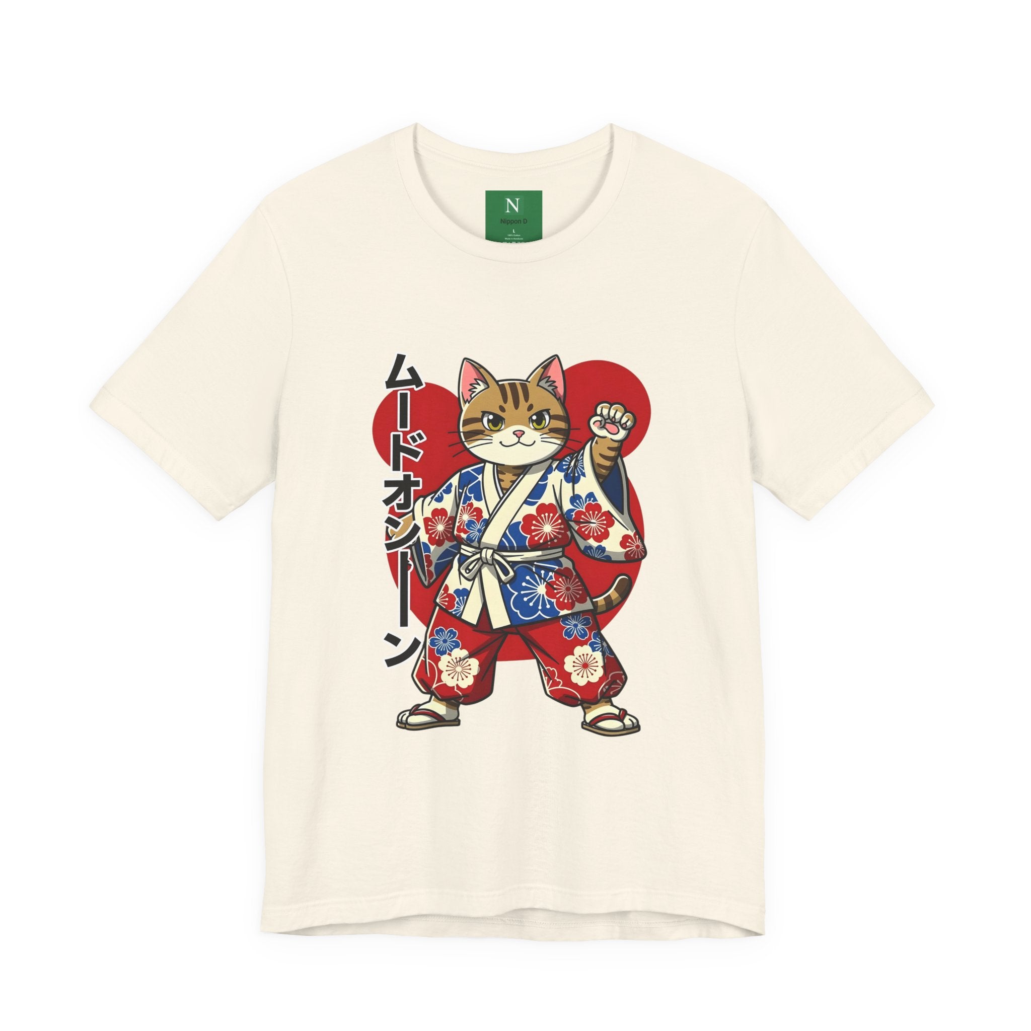 Samurai Cat T‑Shirt — Kawaii Japanese Kimono Cat Graphic Tee