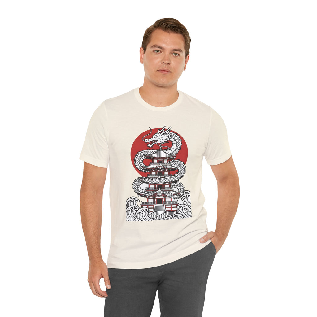 Dragon Pagoda T‑Shirt — Japanese Red Sun Temple Graphic Tee