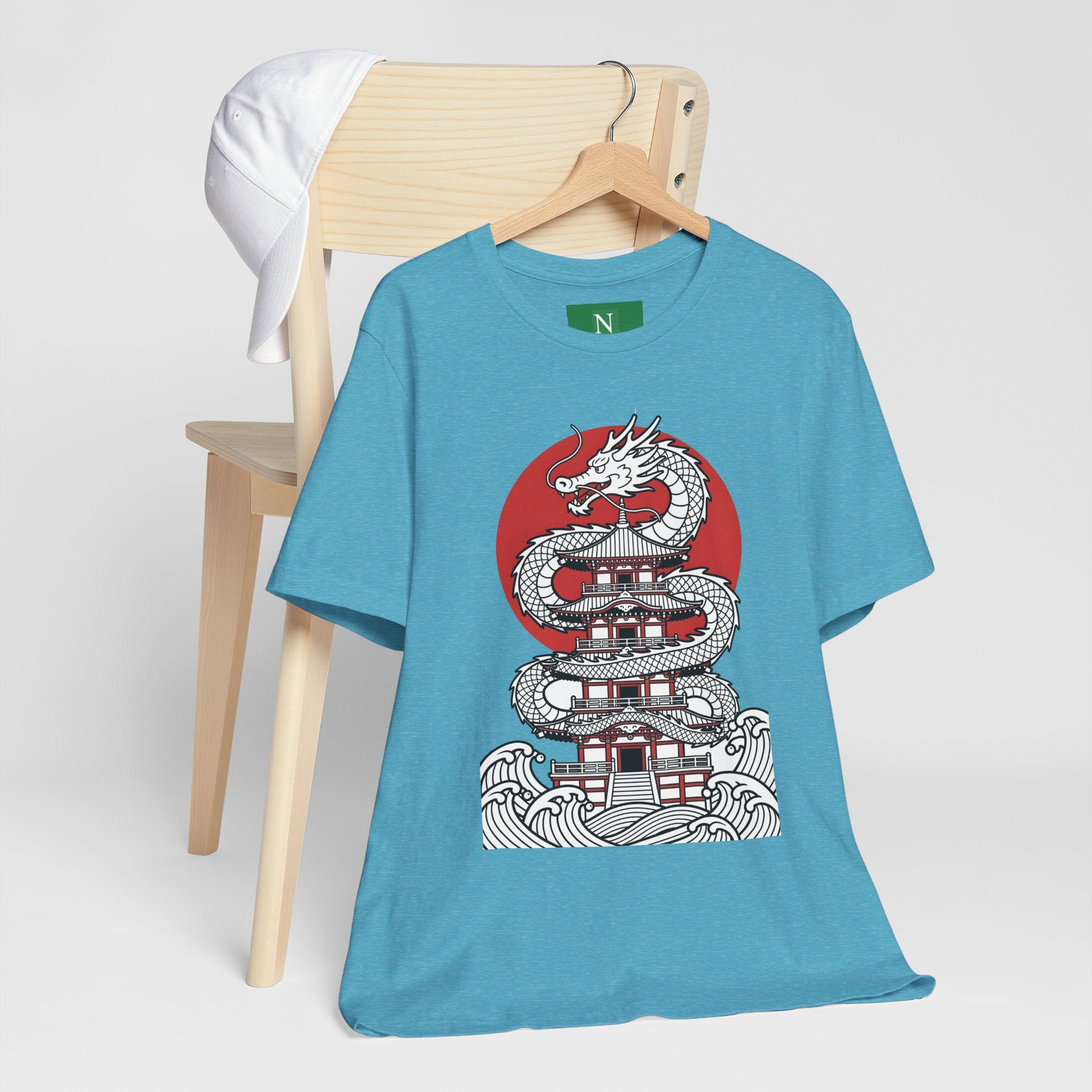 Dragon Pagoda T‑Shirt — Japanese Red Sun Temple Graphic Tee