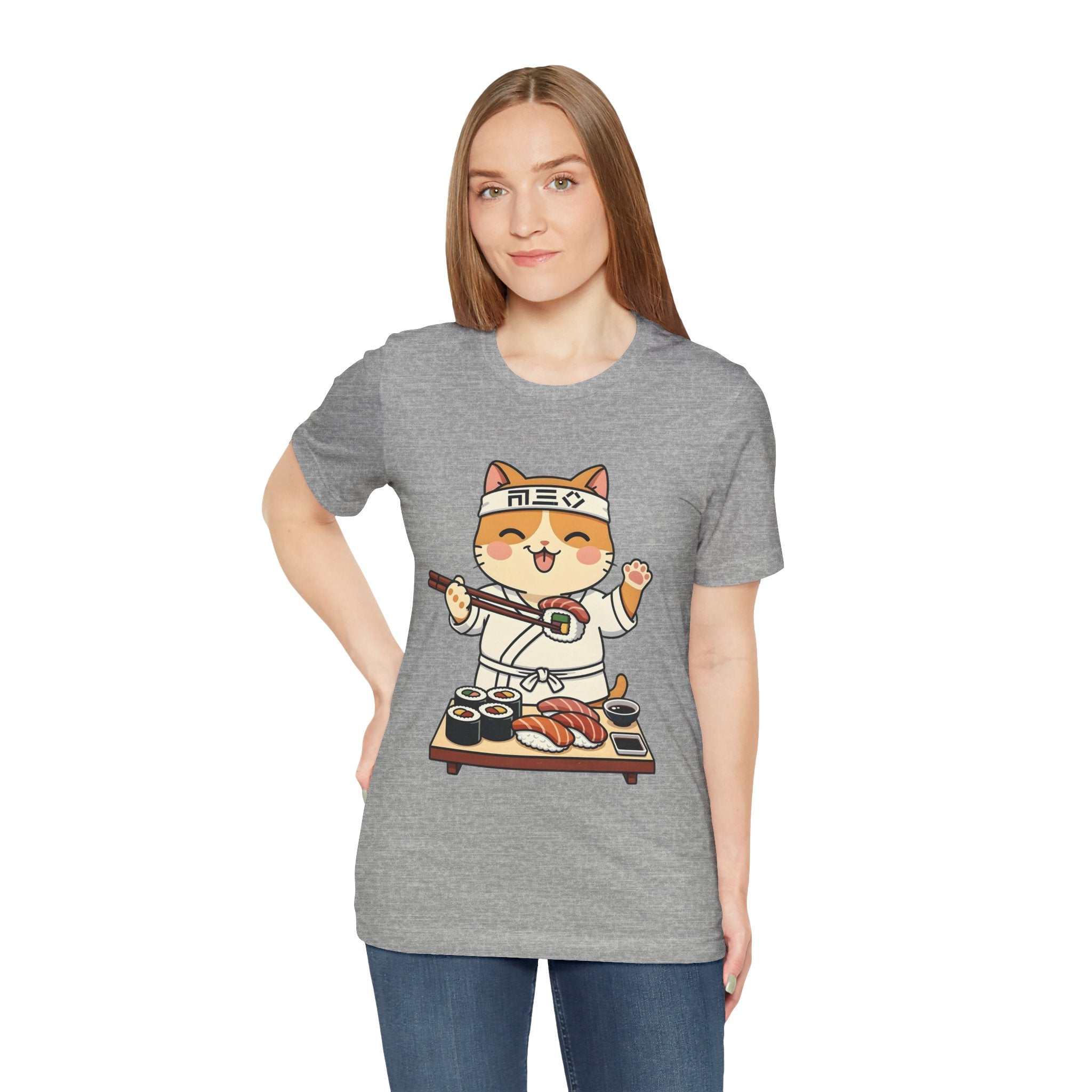 Sushi Chef Cat T‑Shirt — Cute Kawaii Cat Making Sushi Graphic Tee