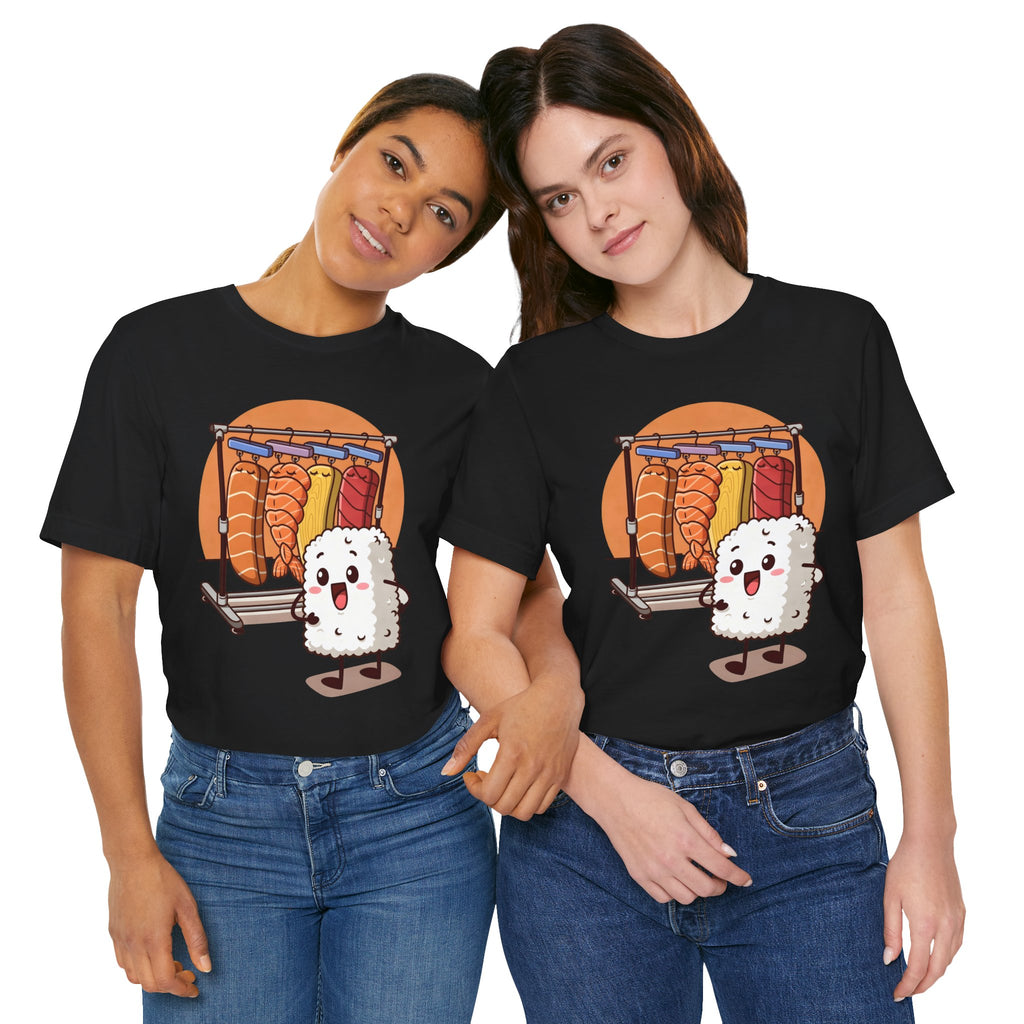 Cute Sushi Rice Cartoon T‑Shirt — Kawaii Nigiri Character Tee