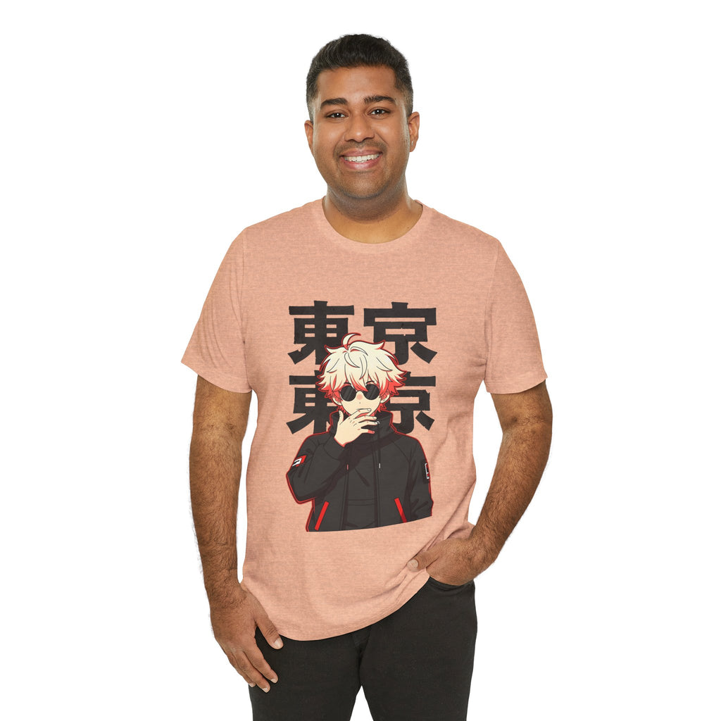 Tokyo Anime Graphic Tee — Blond Character with Kanji "東京"