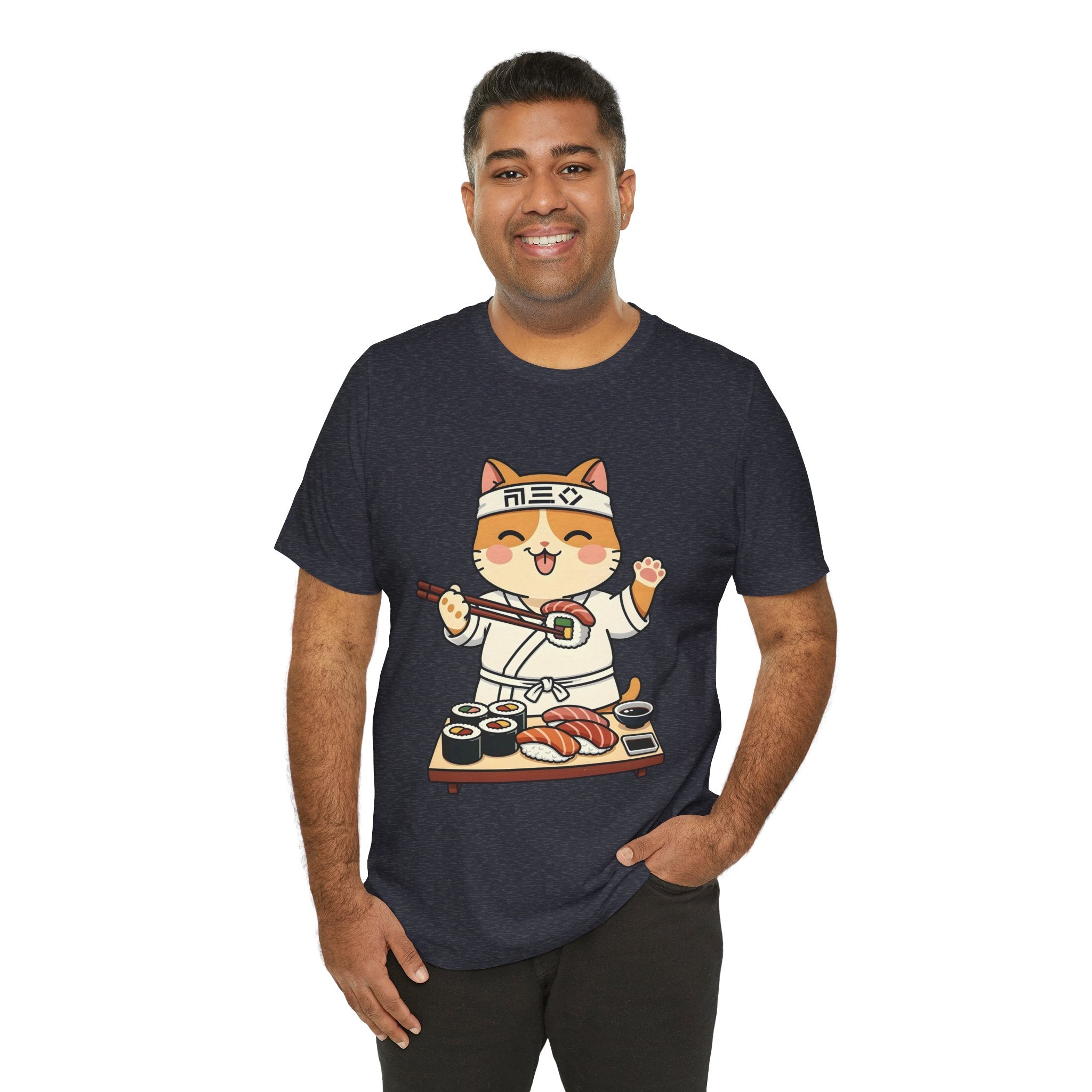 Sushi Chef Cat T‑Shirt — Cute Kawaii Cat Making Sushi Graphic Tee