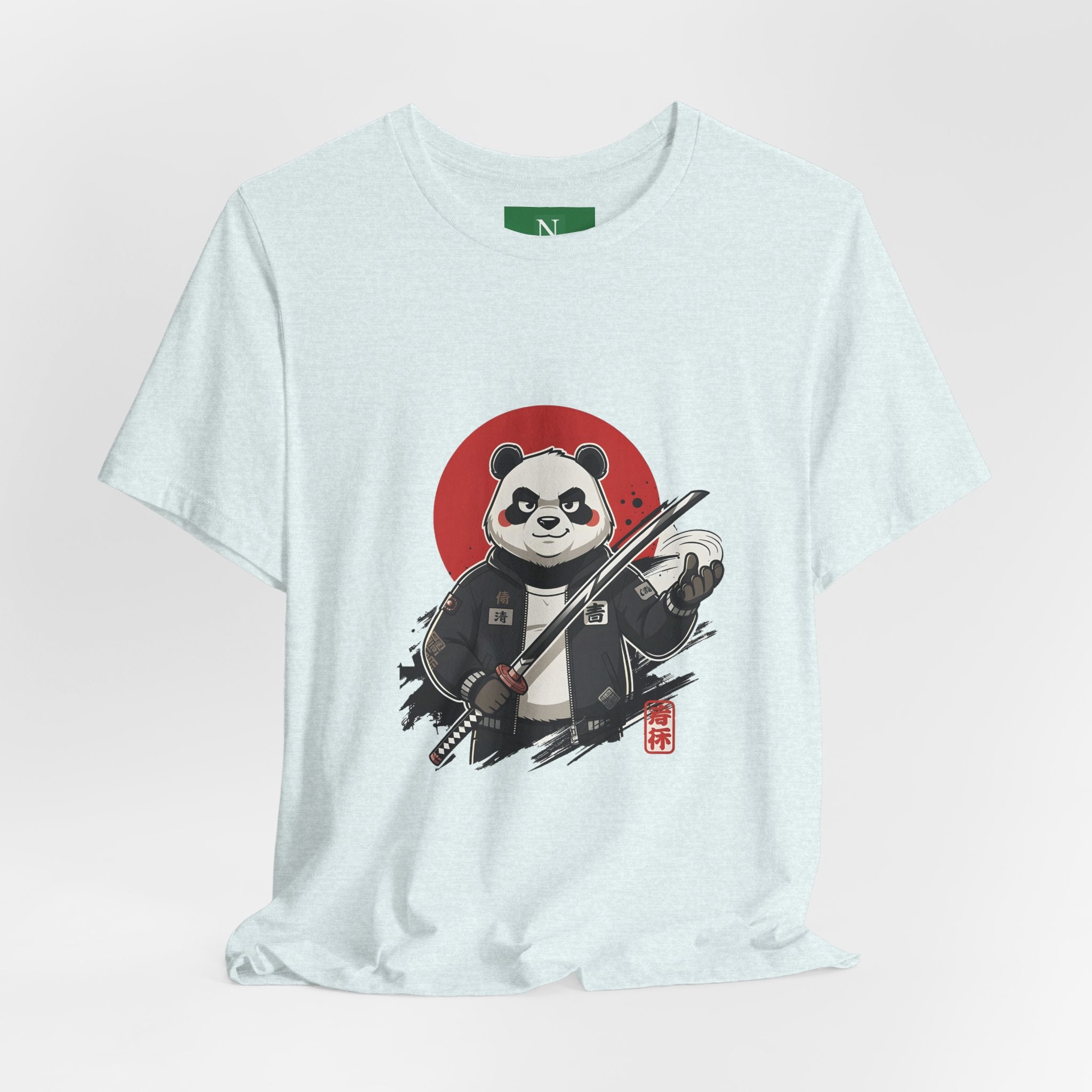 Samurai Panda T-Shirt — Cute Warrior Graphic Tee with Red Sun