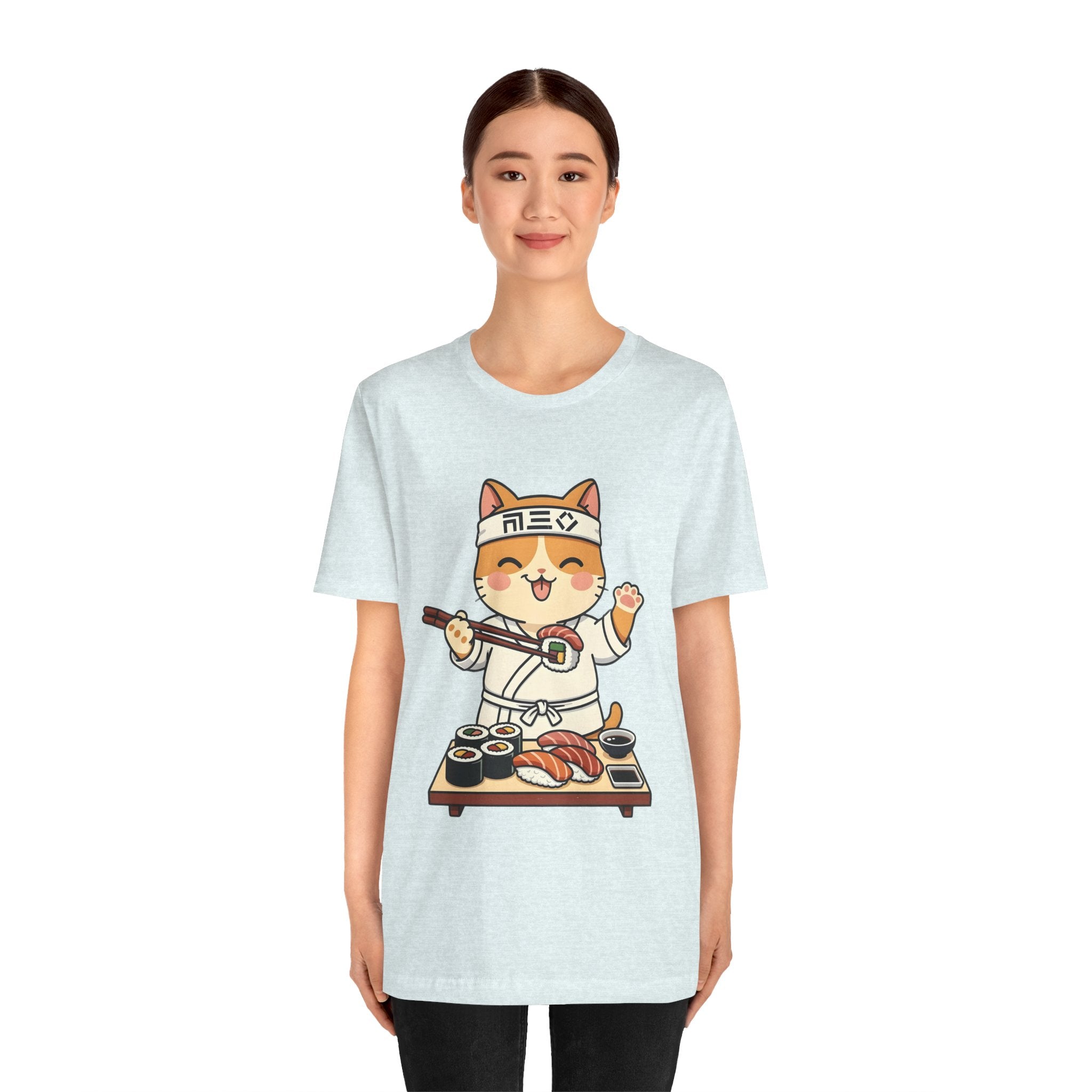 Sushi Chef Cat T‑Shirt — Cute Kawaii Cat Making Sushi Graphic Tee