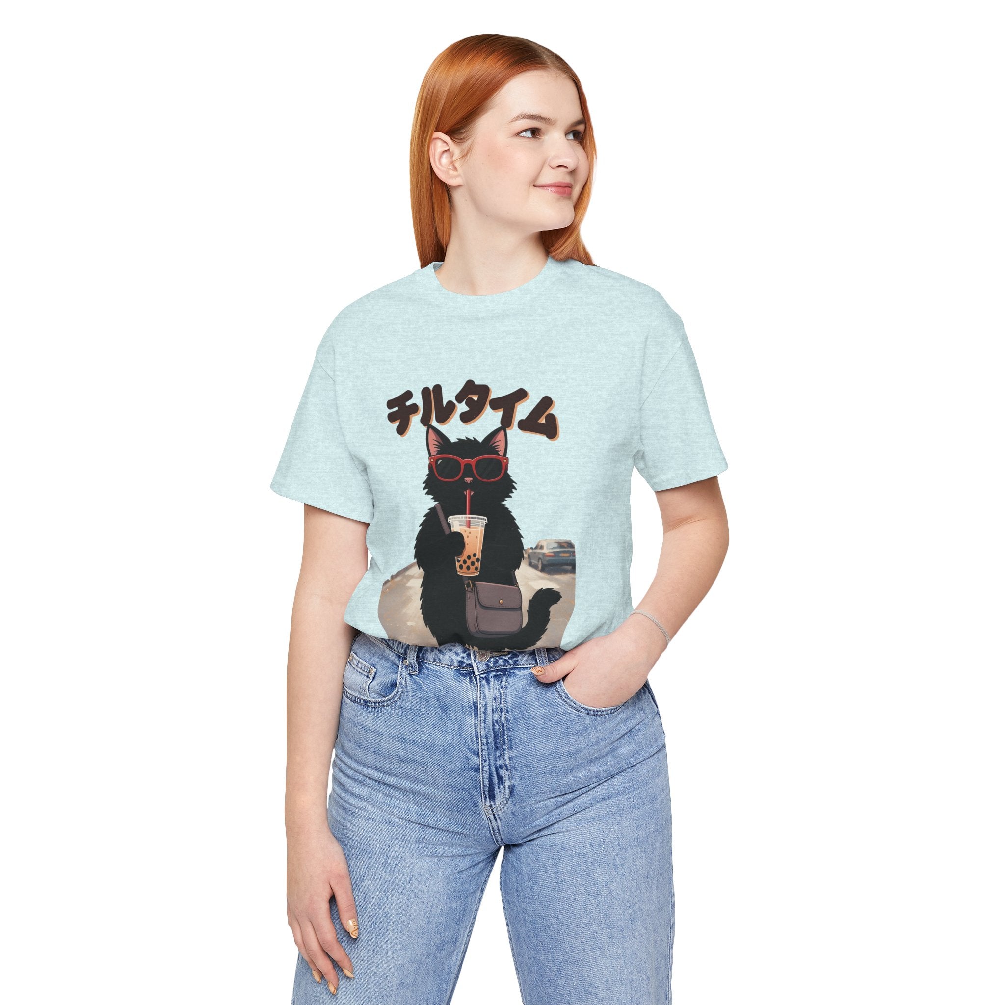 Boba Cat Tee — Cute Cat Drinking Bubble Tea Graphic T-Shirt