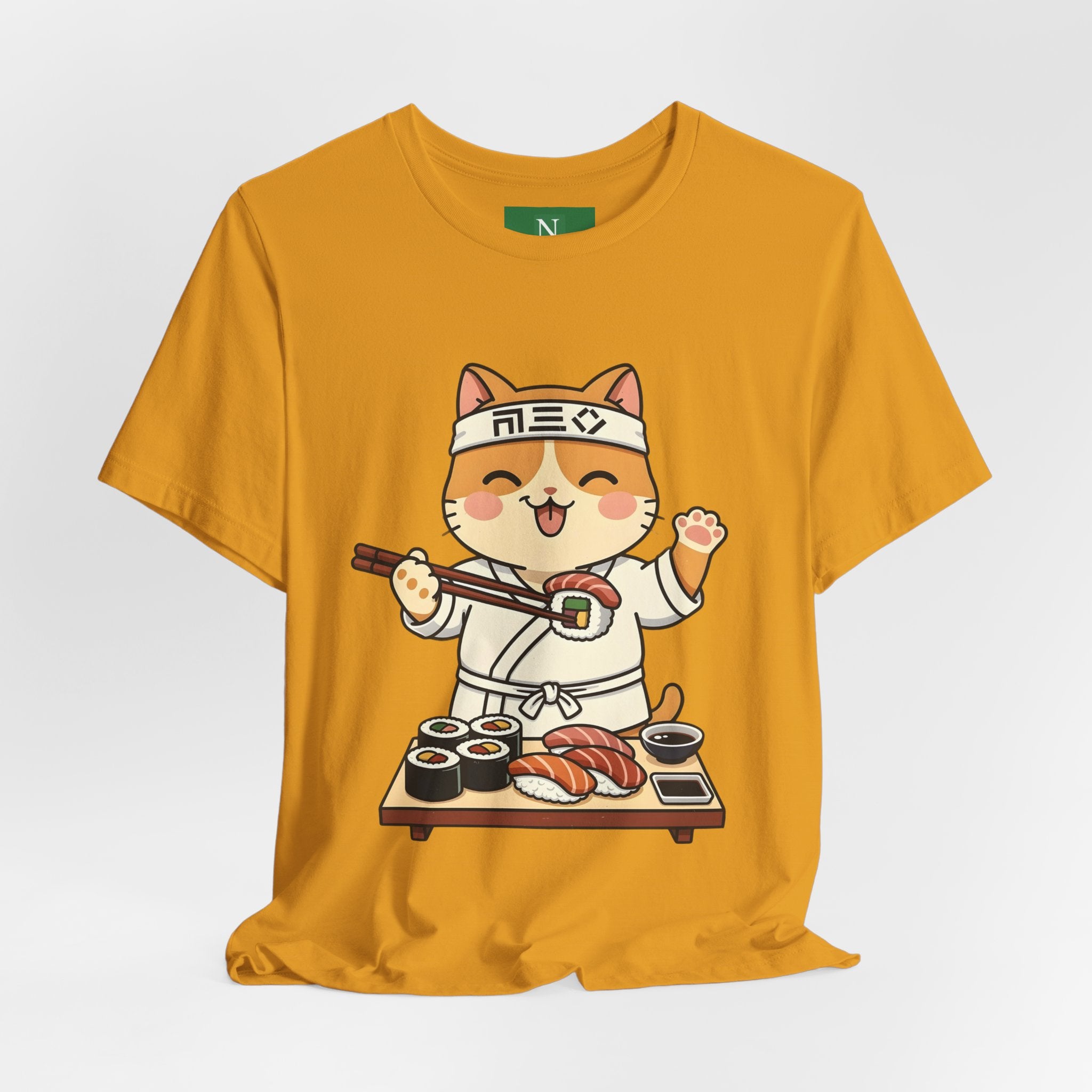 Sushi Chef Cat T‑Shirt — Cute Kawaii Cat Making Sushi Graphic Tee