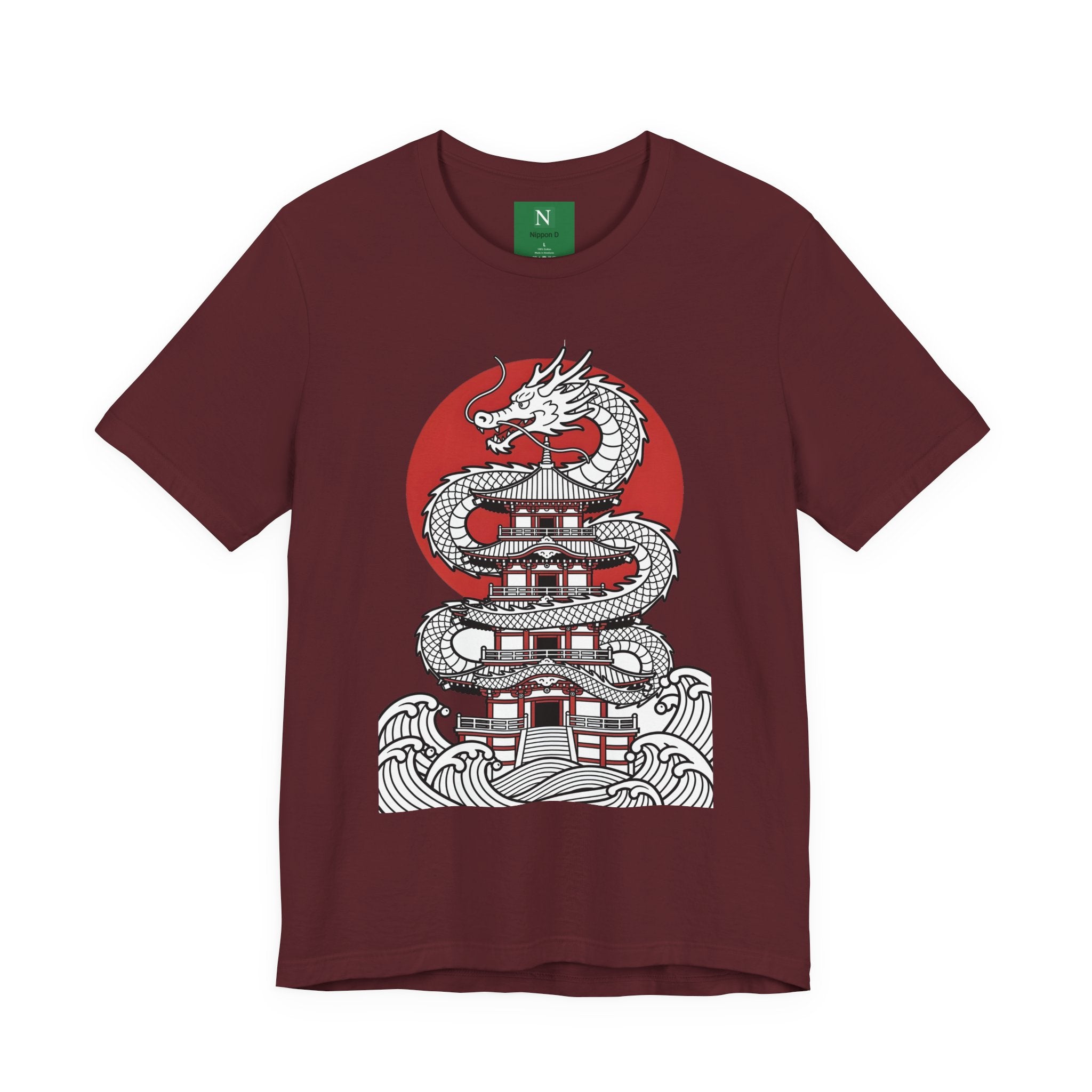 Dragon Pagoda T‑Shirt — Japanese Red Sun Temple Graphic Tee