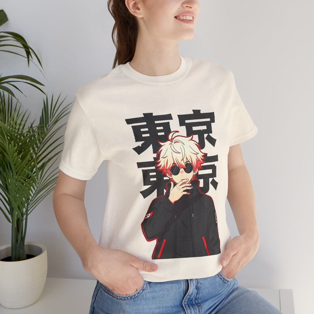 Tokyo Anime Graphic Tee — Blond Character with Kanji "東京"
