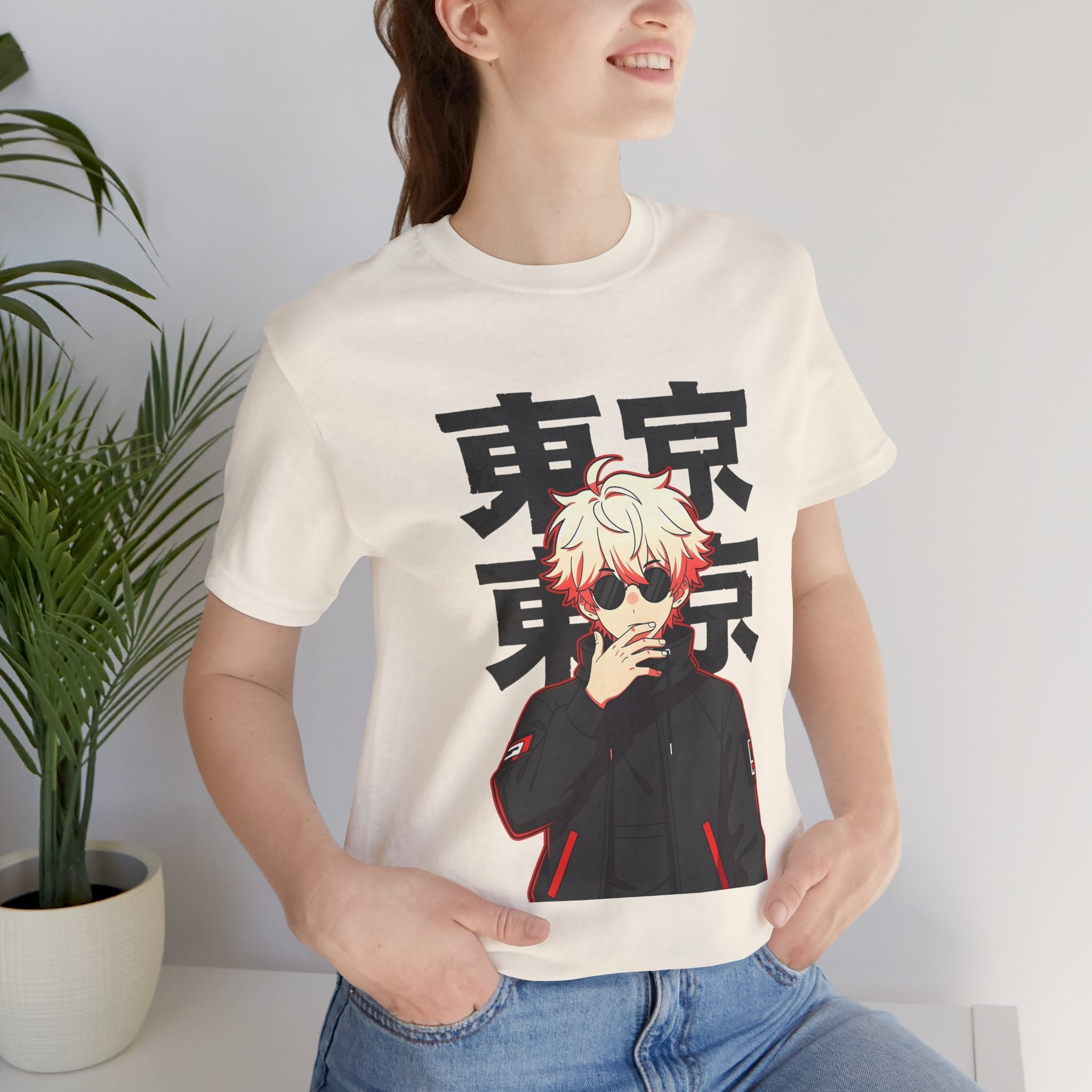 Tokyo Anime Graphic Tee — Blond Character with Kanji "東京"