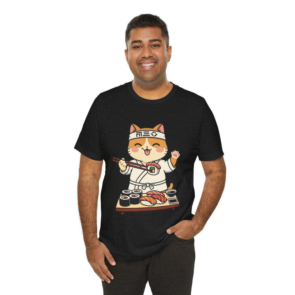 Sushi Chef Cat T‑Shirt — Cute Kawaii Cat Making Sushi Graphic Tee