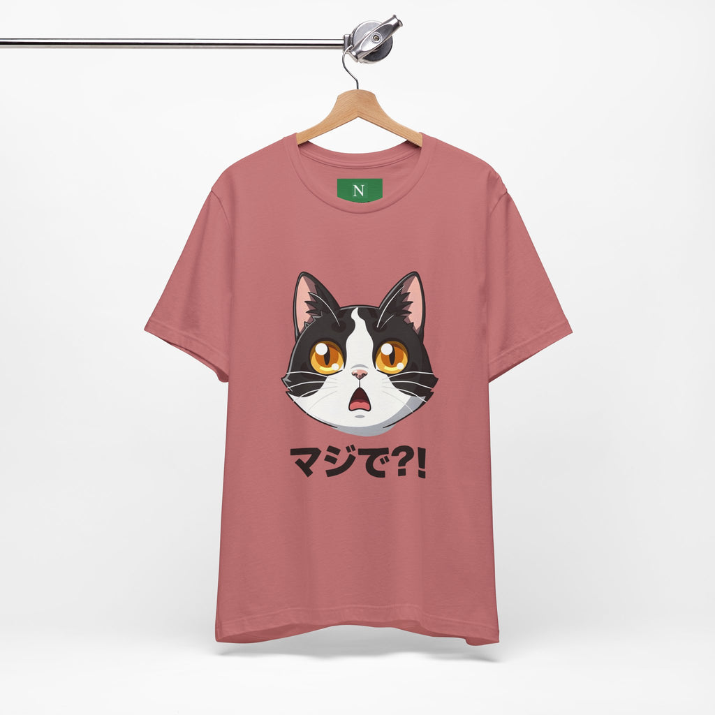 Cat Shock Face Graphic Tee — マジで?! Cute Anime Cat T-Shirt