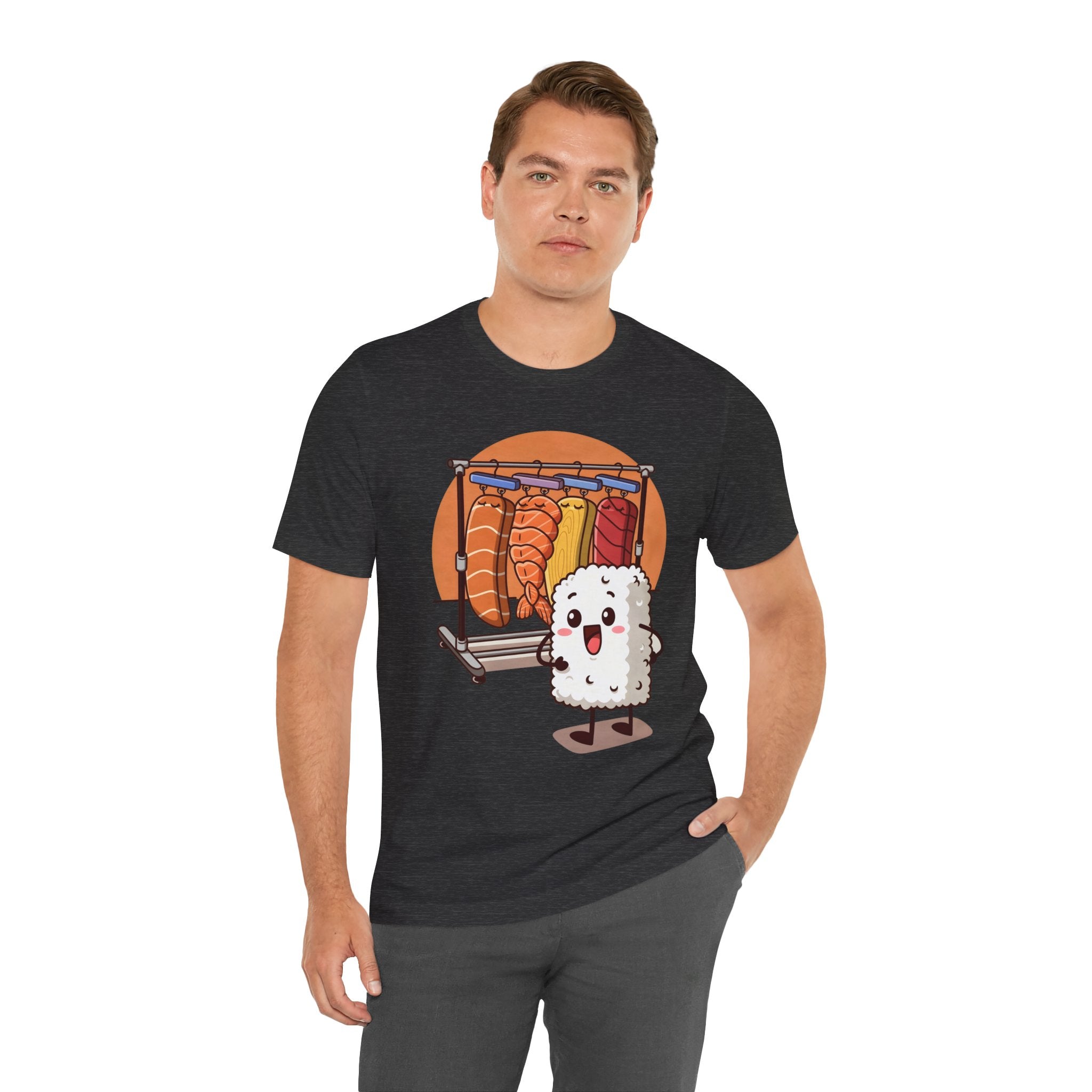 Cute Sushi Rice Cartoon T‑Shirt — Kawaii Nigiri Character Tee