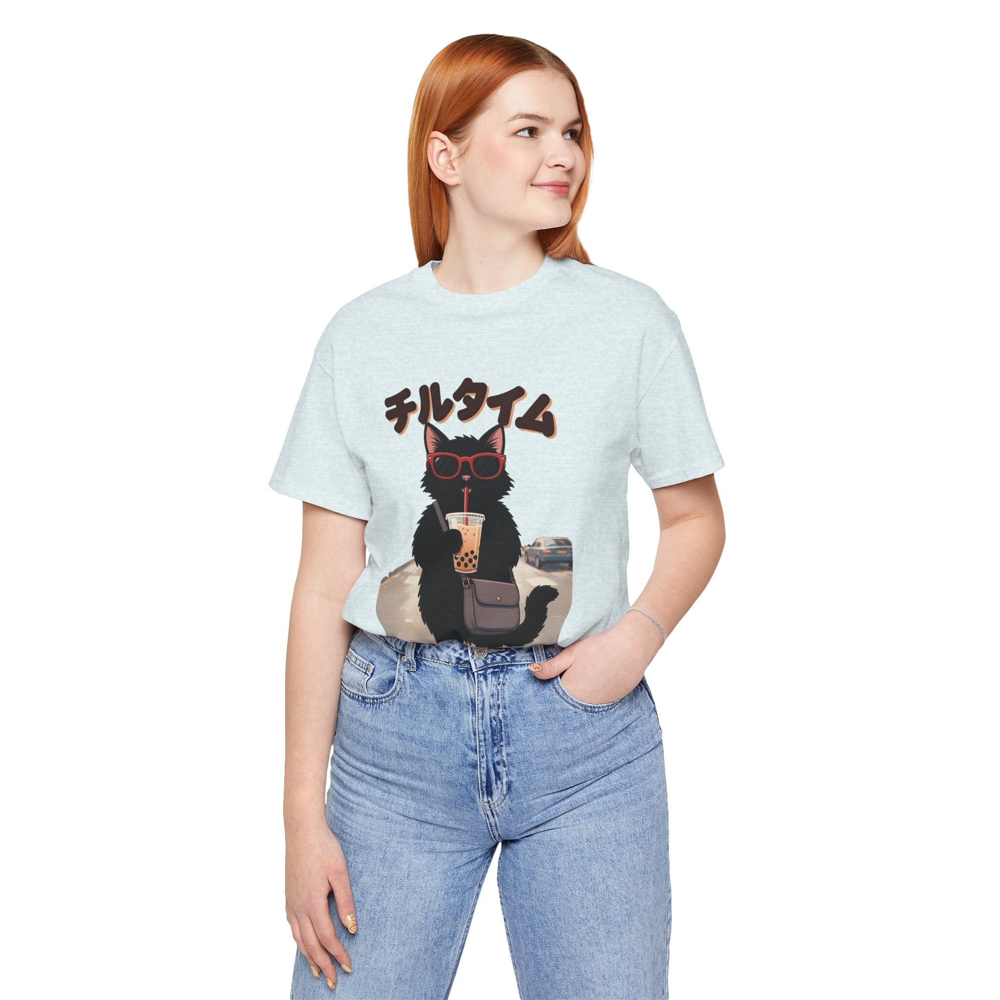 Boba Cat Tee — Cute Cat Drinking Bubble Tea Graphic T-Shirt