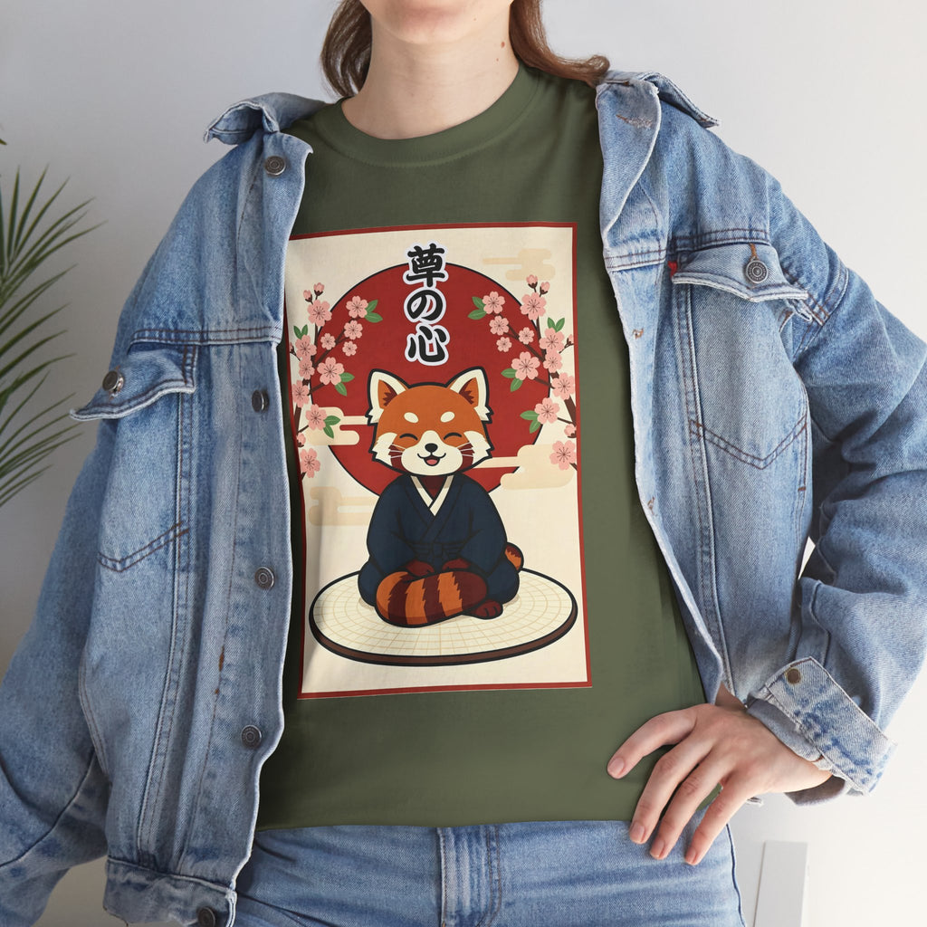 Red Panda Zen T-Shirt — Cute Japanese-Inspired Meditation Design