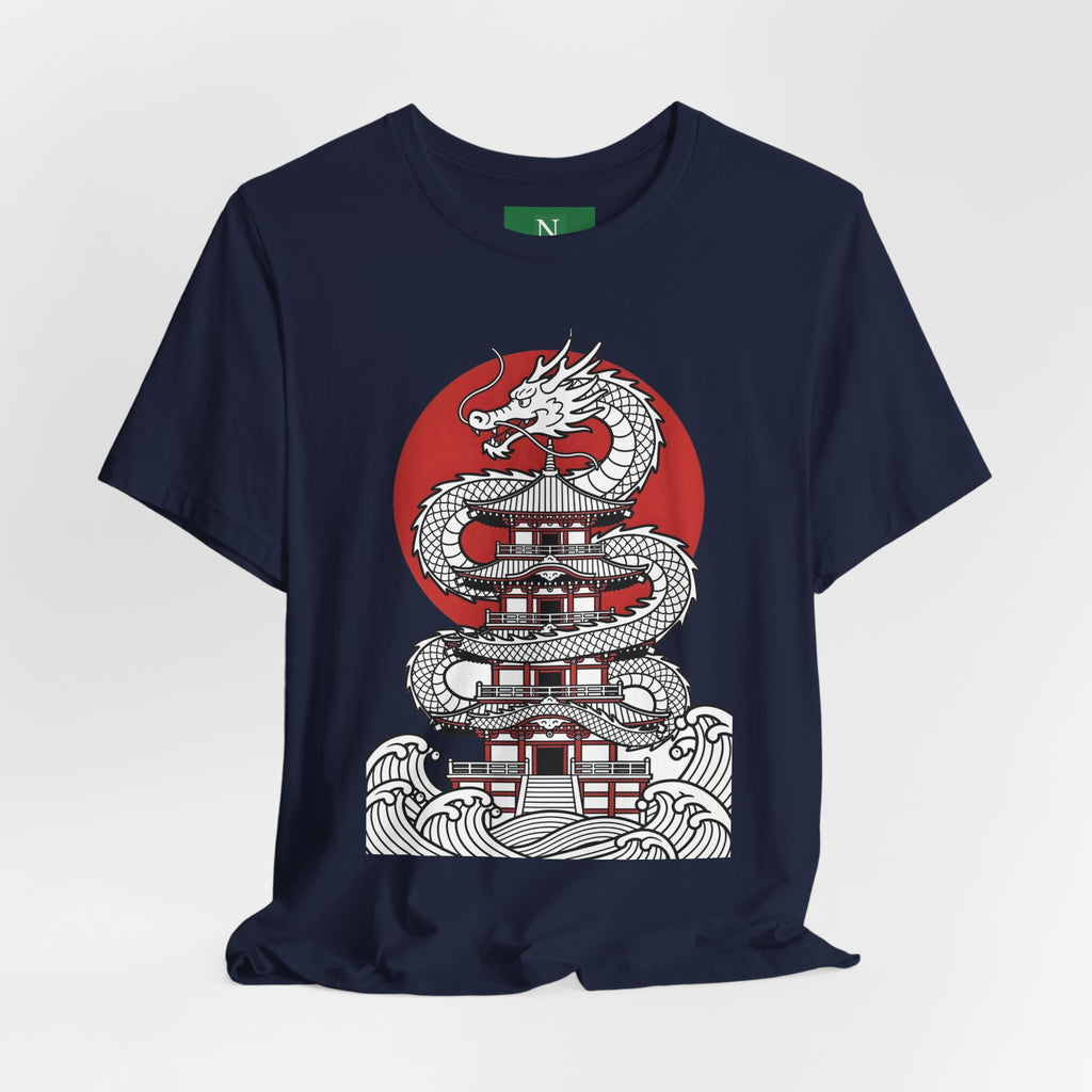Dragon Pagoda T‑Shirt — Japanese Red Sun Temple Graphic Tee