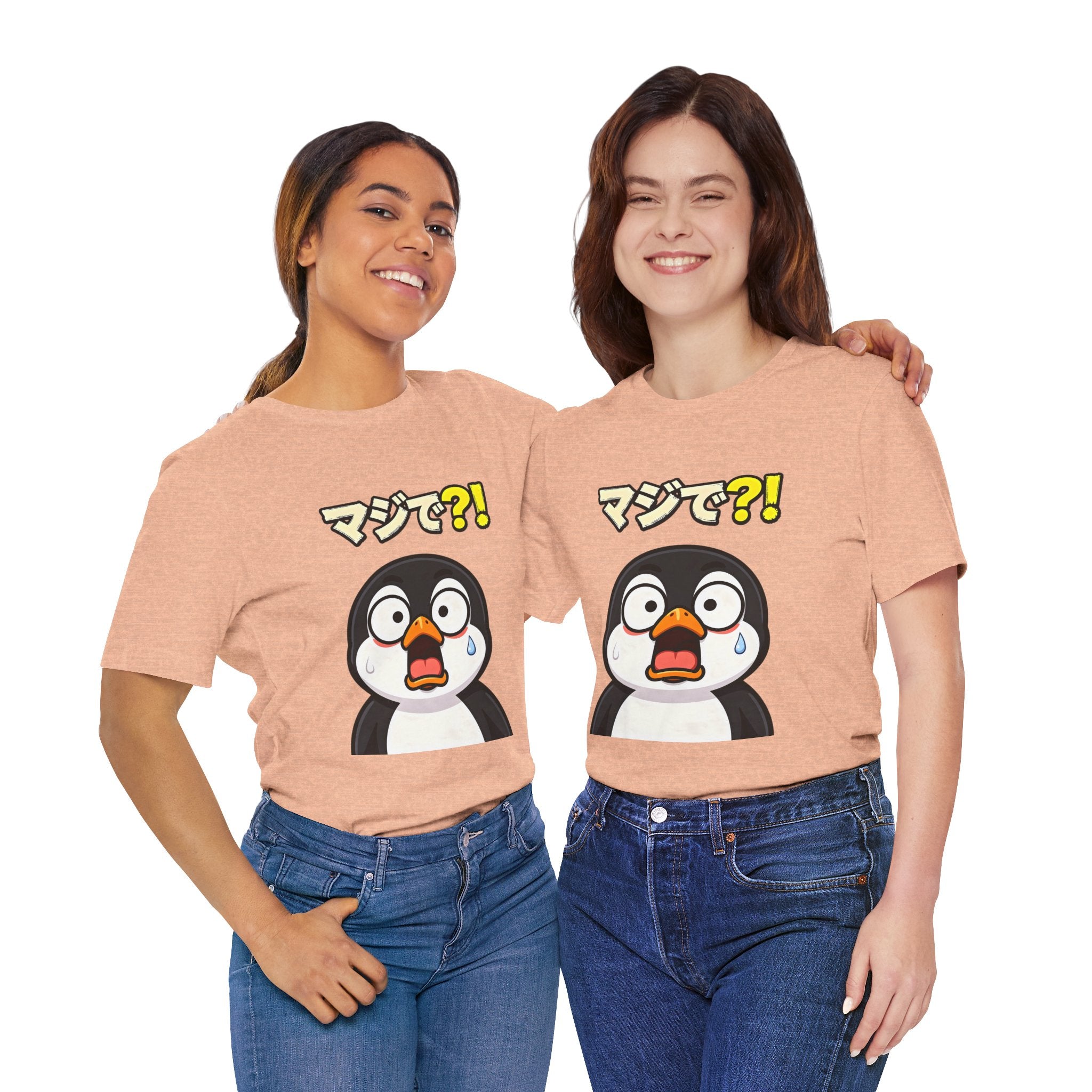 Shocked Penguin Tee — Japanese “マジで?!” Cute Anime-Style Graphic T-Shirt