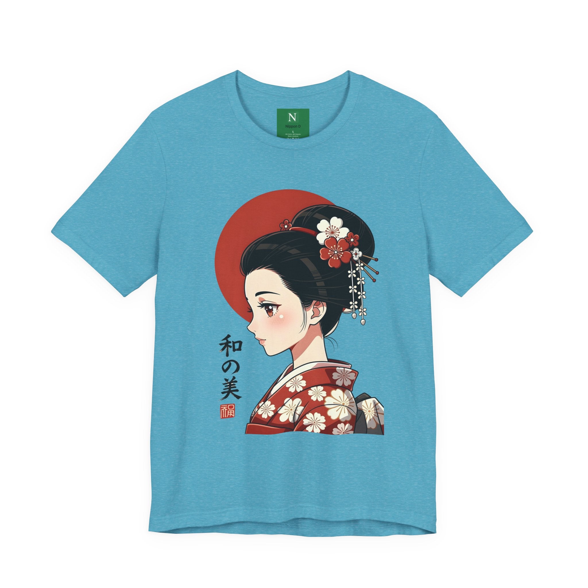 Geisha Portrait Tee — Japanese Floral Kimono Art T-Shirt