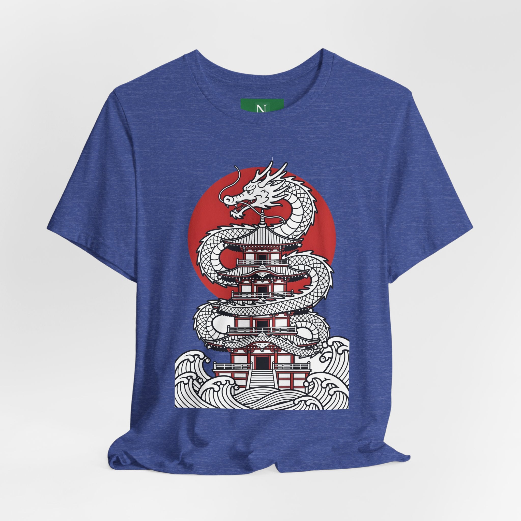 Dragon Pagoda T‑Shirt — Japanese Red Sun Temple Graphic Tee