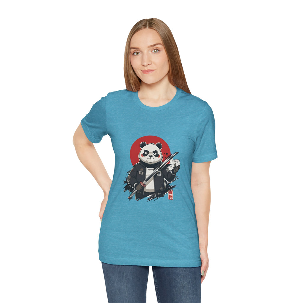 Samurai Panda T-Shirt — Cute Warrior Graphic Tee with Red Sun