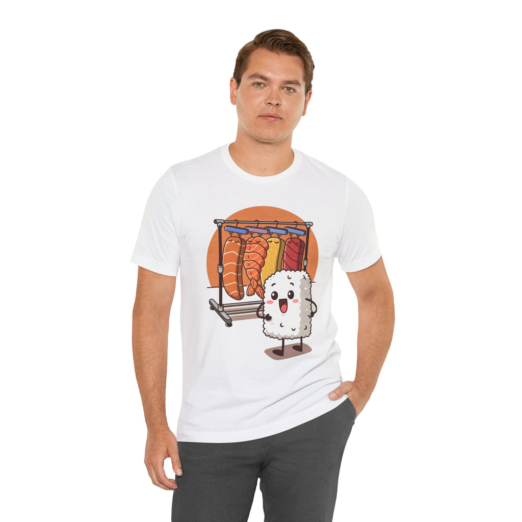 Cute Sushi Rice Cartoon T‑Shirt — Kawaii Nigiri Character Tee
