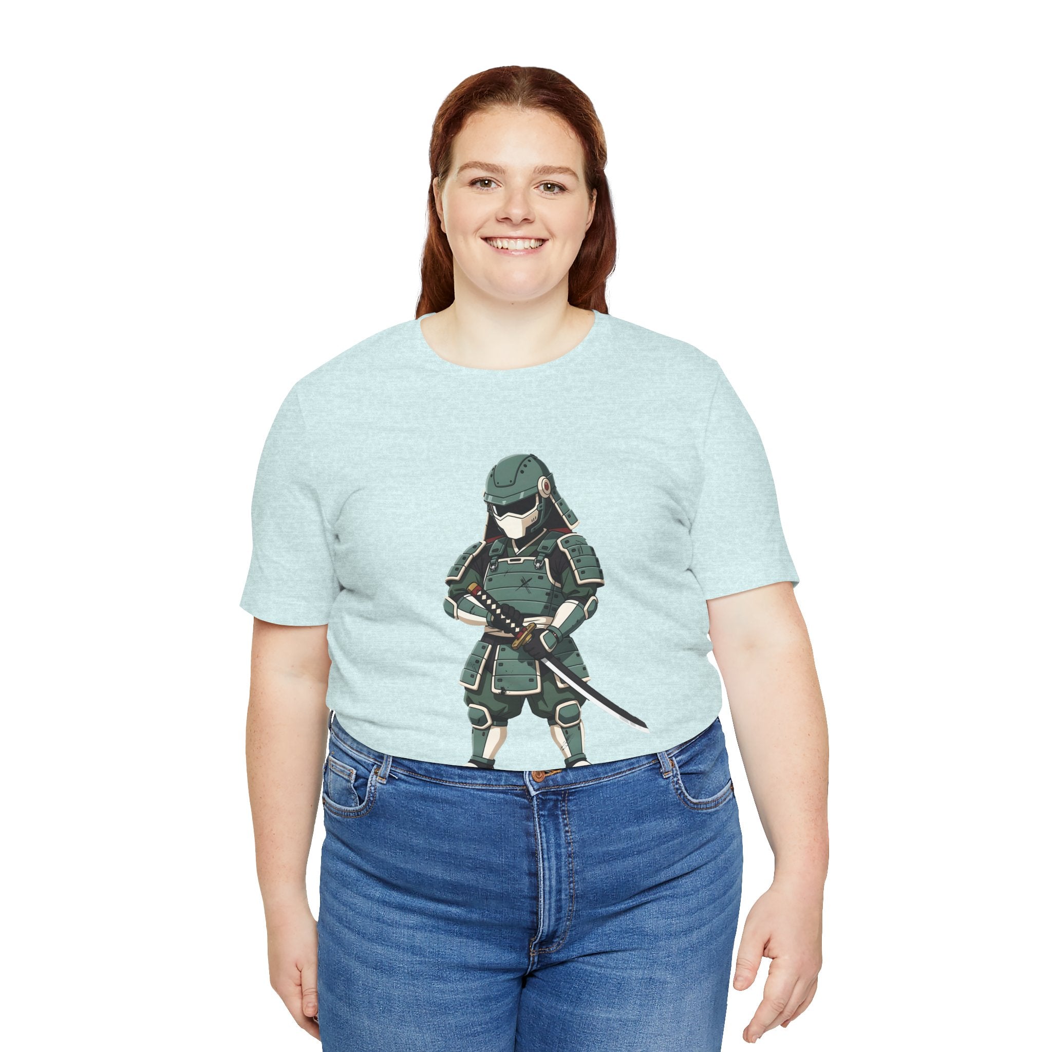 Samurai Cat T-Shirt – Cute Armored Kitty with Katana Graphic