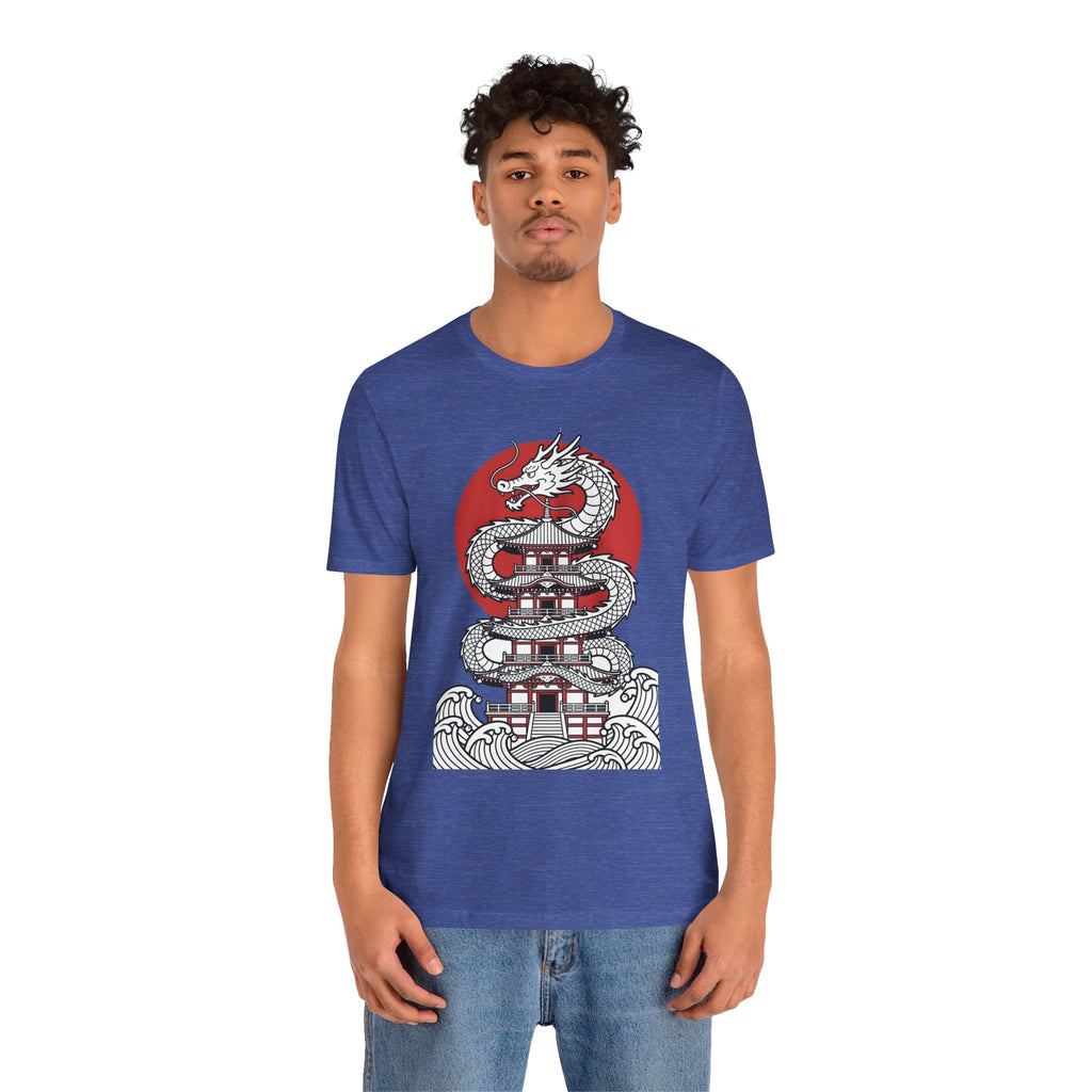 Dragon Pagoda T‑Shirt — Japanese Red Sun Temple Graphic Tee