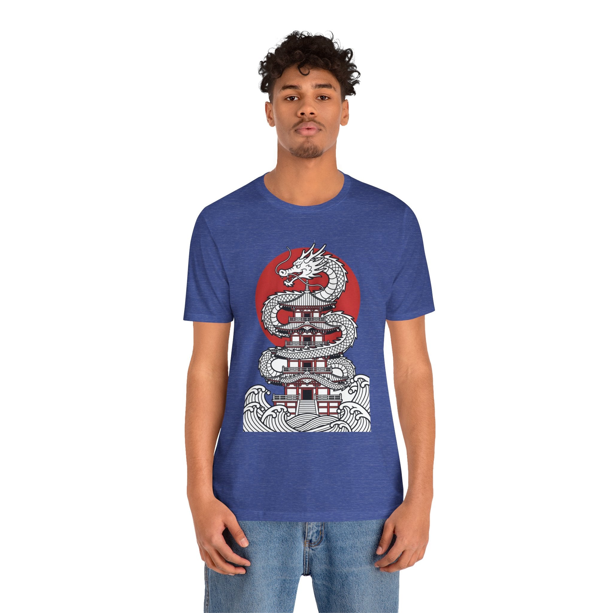 Dragon Pagoda T‑Shirt — Japanese Red Sun Temple Graphic Tee