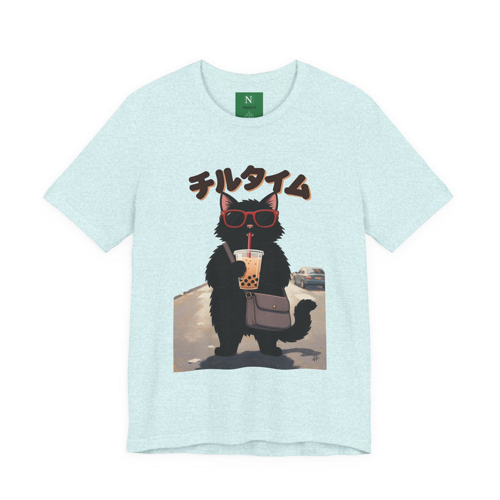 Boba Cat Tee — Cute Cat Drinking Bubble Tea Graphic T-Shirt