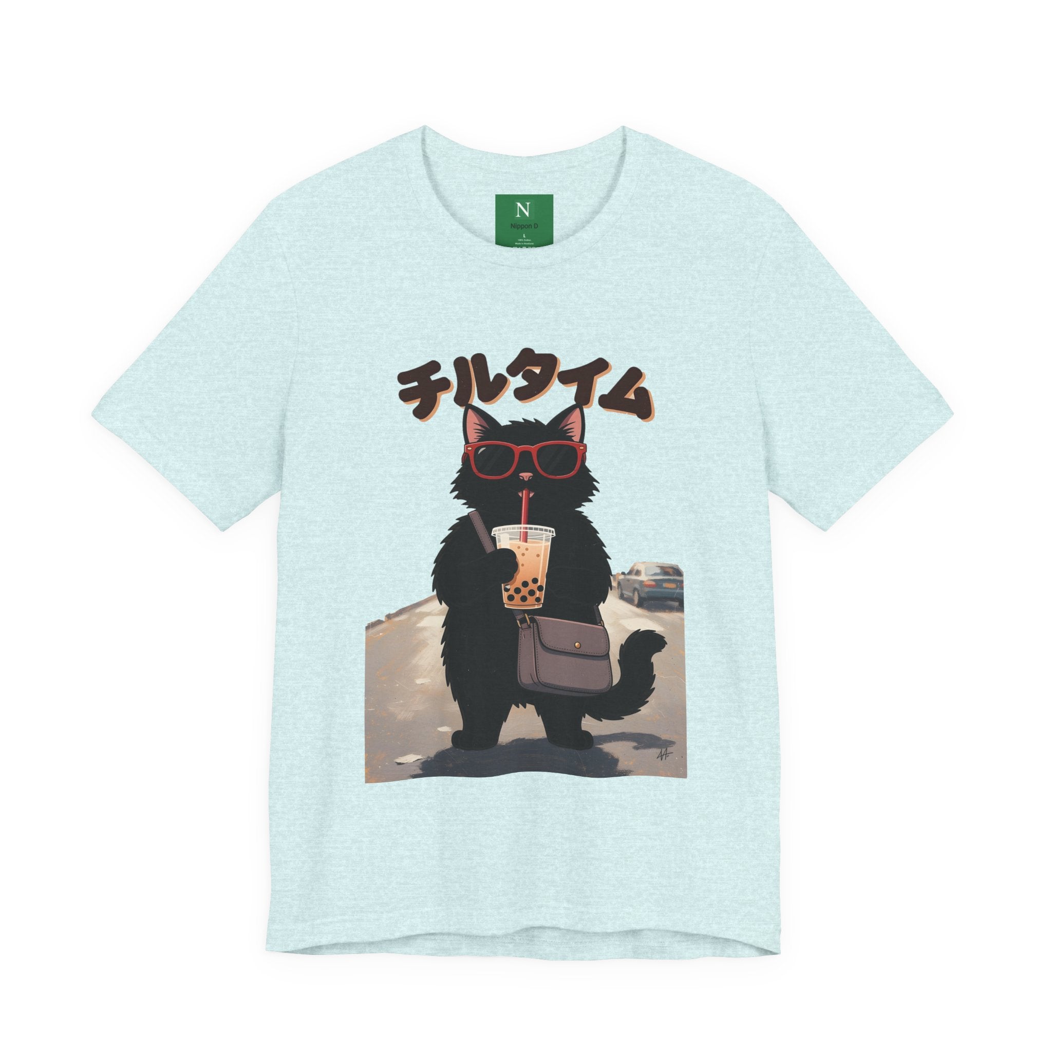 Boba Cat Tee — Cute Cat Drinking Bubble Tea Graphic T-Shirt