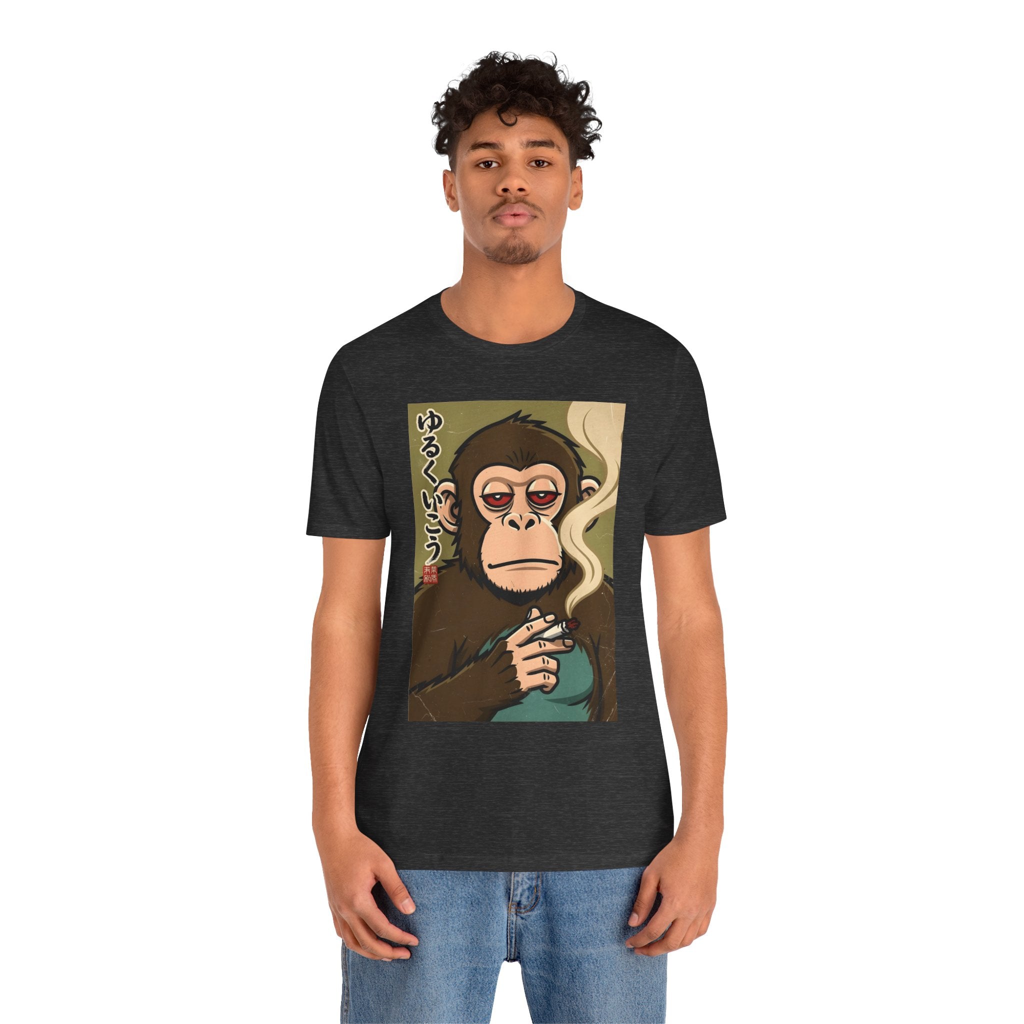 Smoking Monkey Graphic Tee — Japanese Retro Ape Illustration T-Shirt