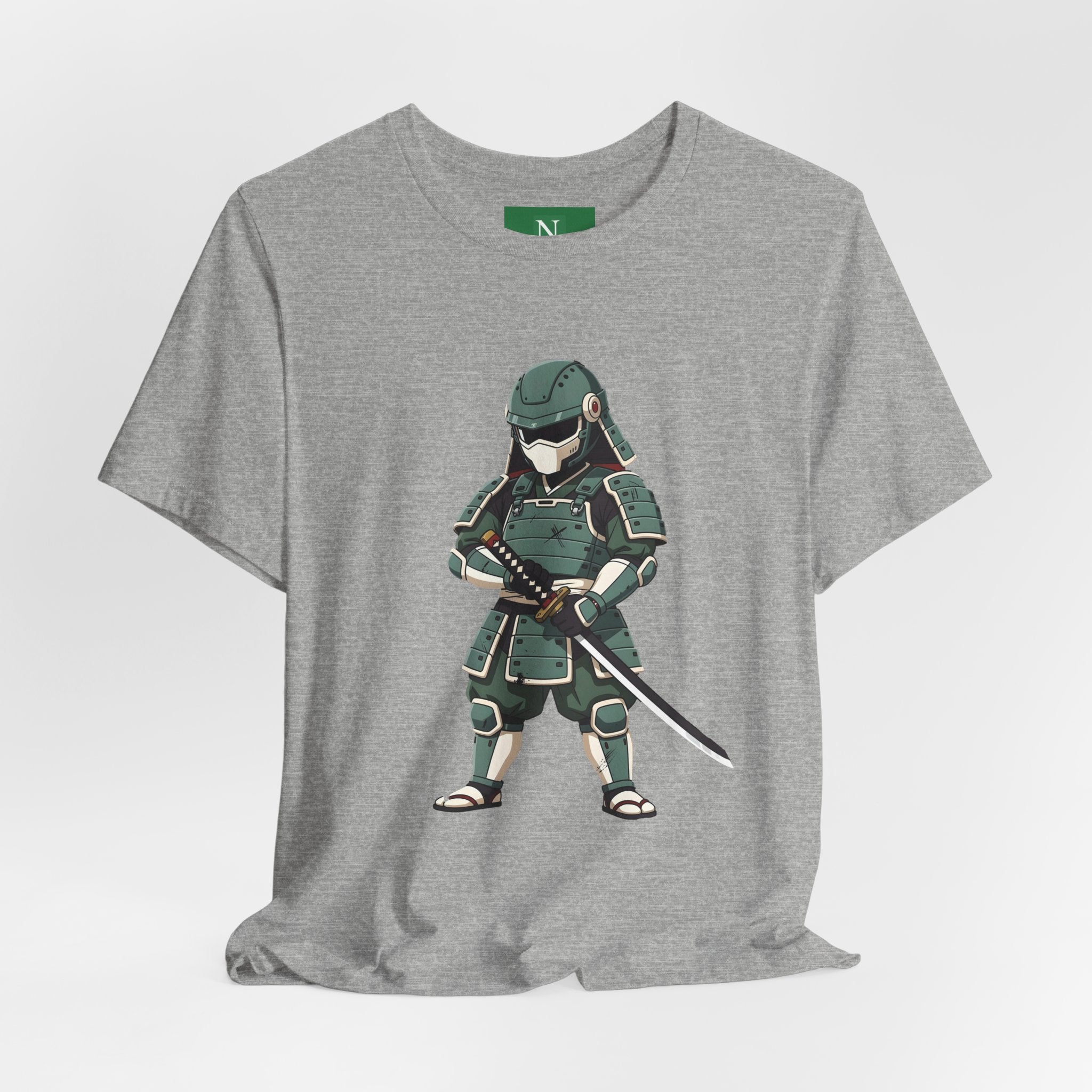 Samurai Cat T-Shirt – Cute Armored Kitty with Katana Graphic