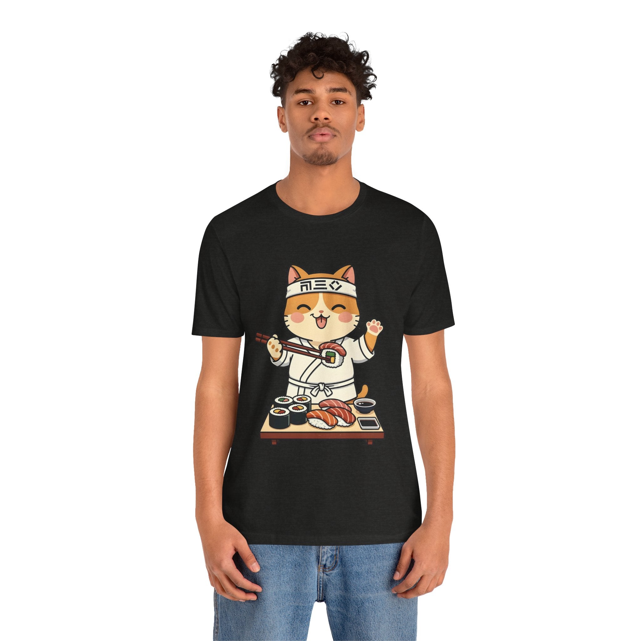 Sushi Chef Cat T‑Shirt — Cute Kawaii Cat Making Sushi Graphic Tee