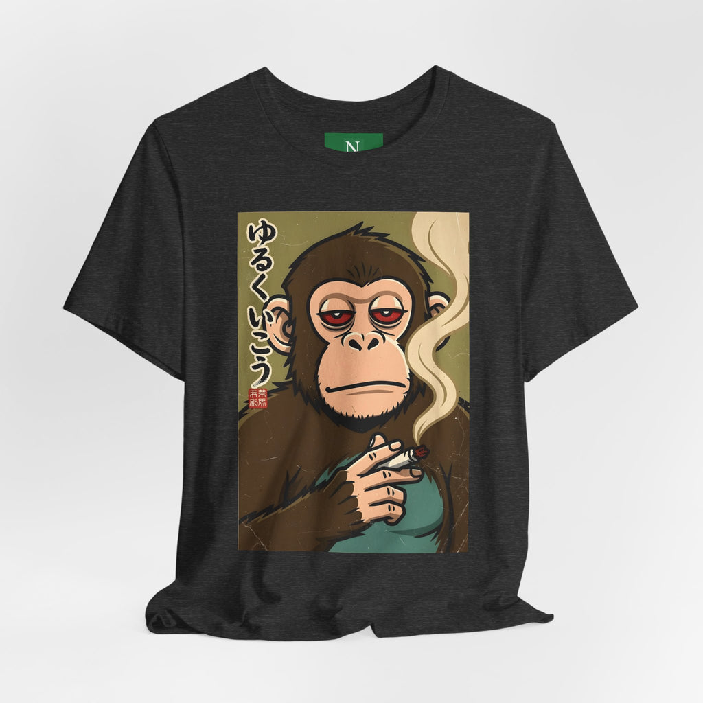 Smoking Monkey Graphic Tee — Japanese Retro Ape Illustration T-Shirt