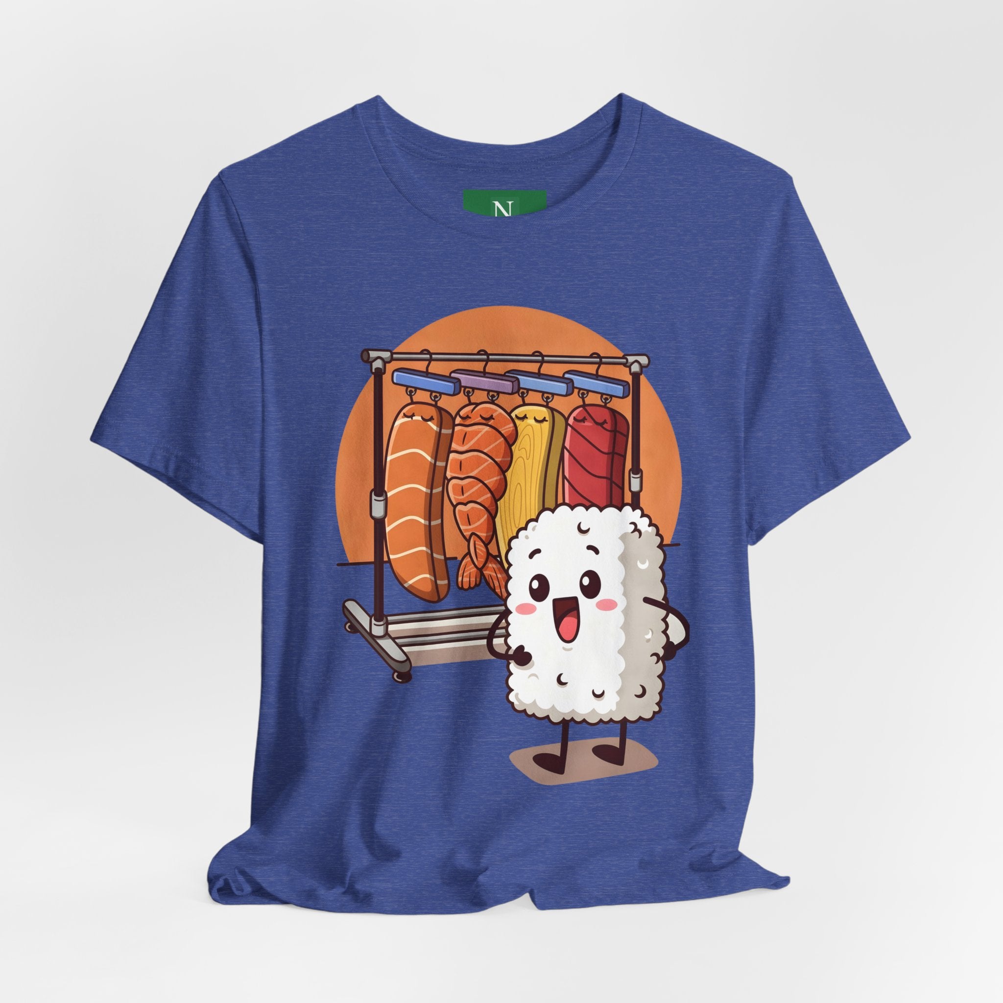 Cute Sushi Rice Cartoon T‑Shirt — Kawaii Nigiri Character Tee