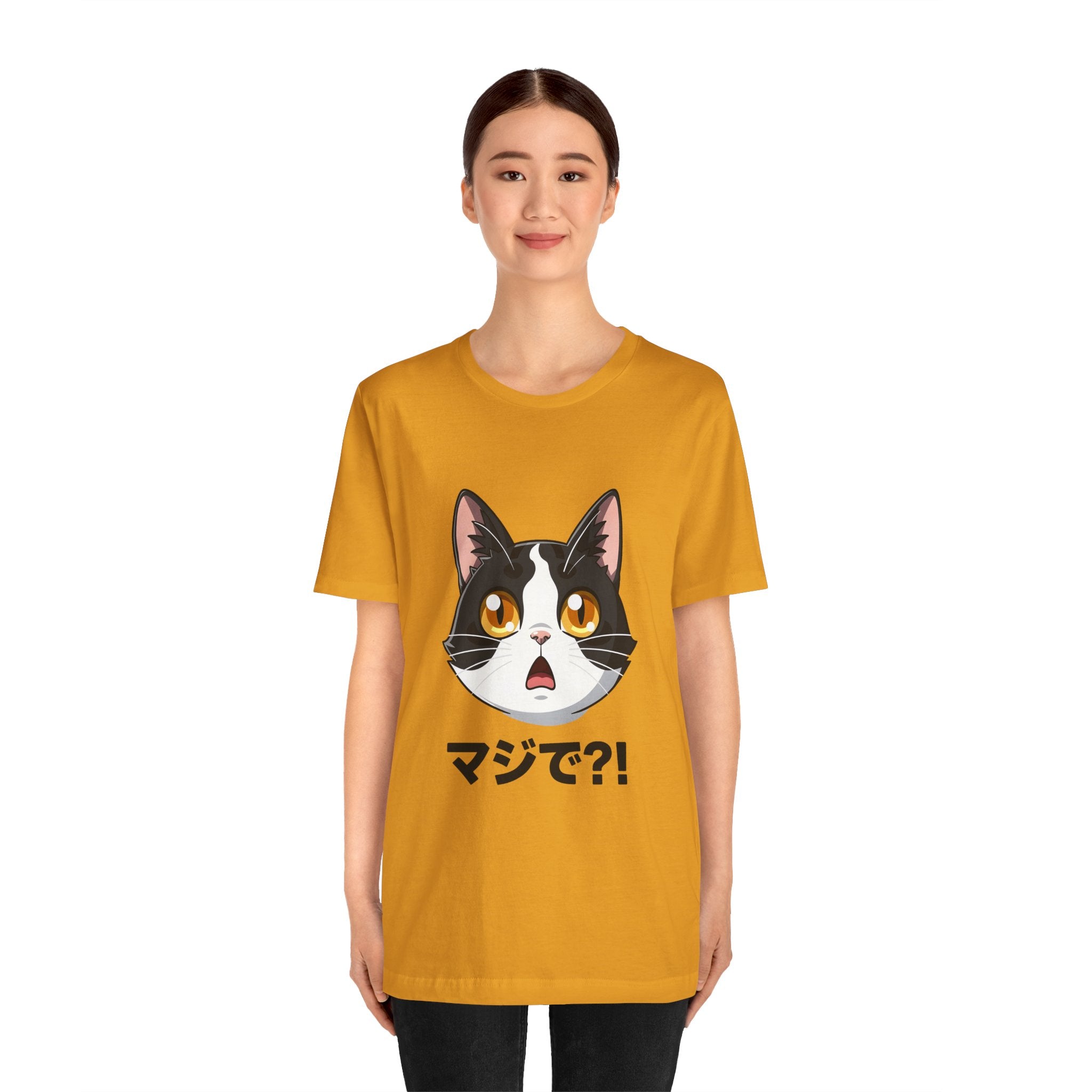 Cat Shock Face Graphic Tee — マジで?! Cute Anime Cat T-Shirt