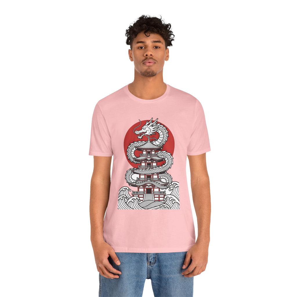 Dragon Pagoda T‑Shirt — Japanese Red Sun Temple Graphic Tee