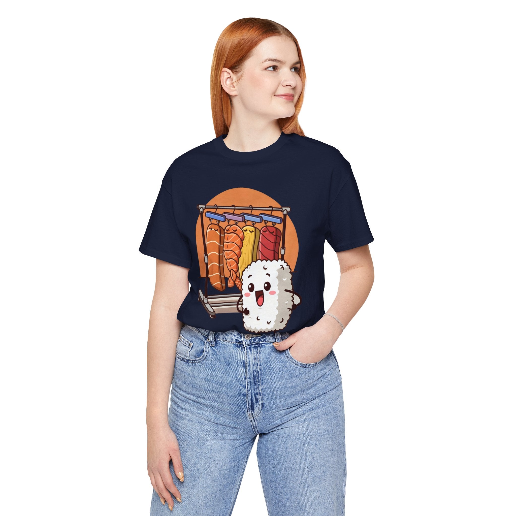Cute Sushi Rice Cartoon T‑Shirt — Kawaii Nigiri Character Tee