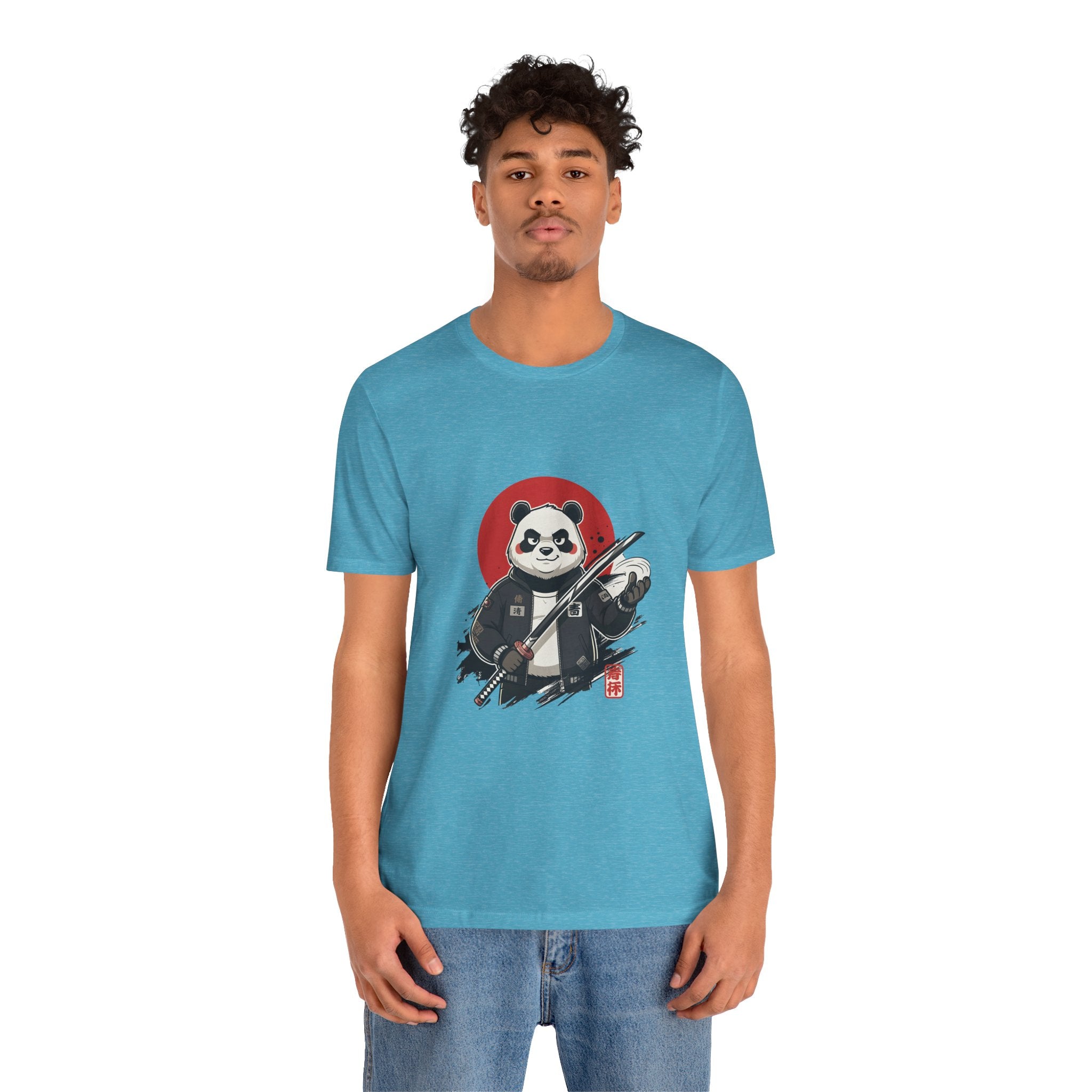 Samurai Panda T-Shirt — Cute Warrior Graphic Tee with Red Sun