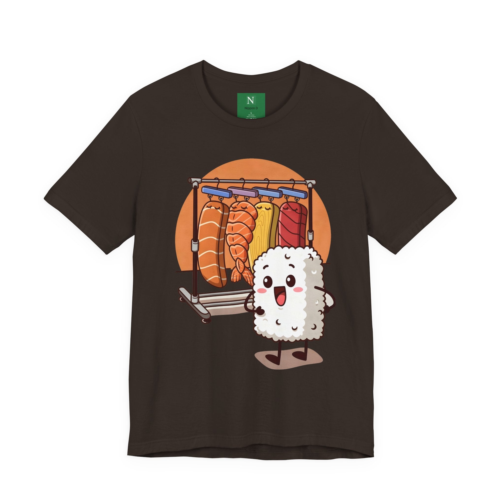Cute Sushi Rice Cartoon T‑Shirt — Kawaii Nigiri Character Tee
