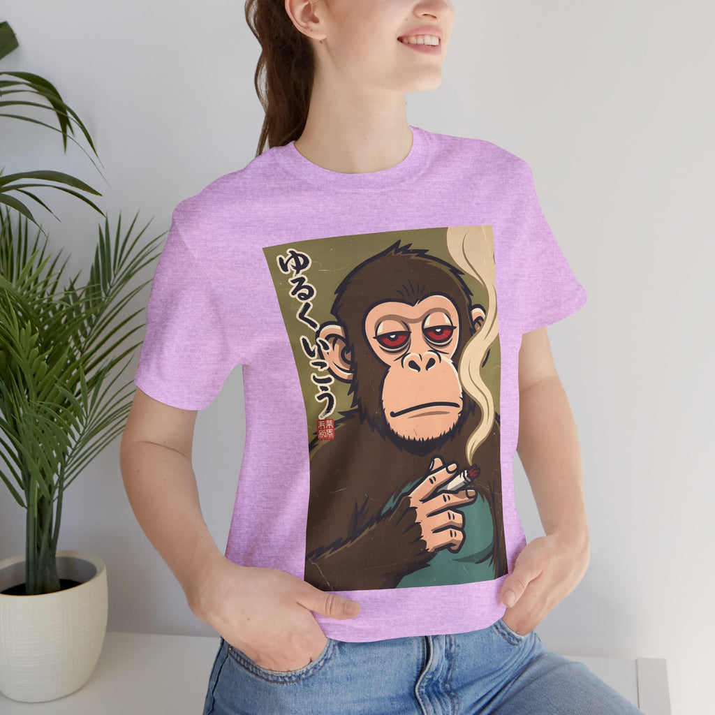Smoking Monkey Graphic Tee — Japanese Retro Ape Illustration T-Shirt