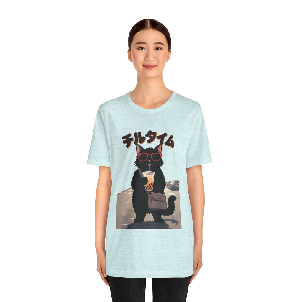 Boba Cat Tee — Cute Cat Drinking Bubble Tea Graphic T-Shirt