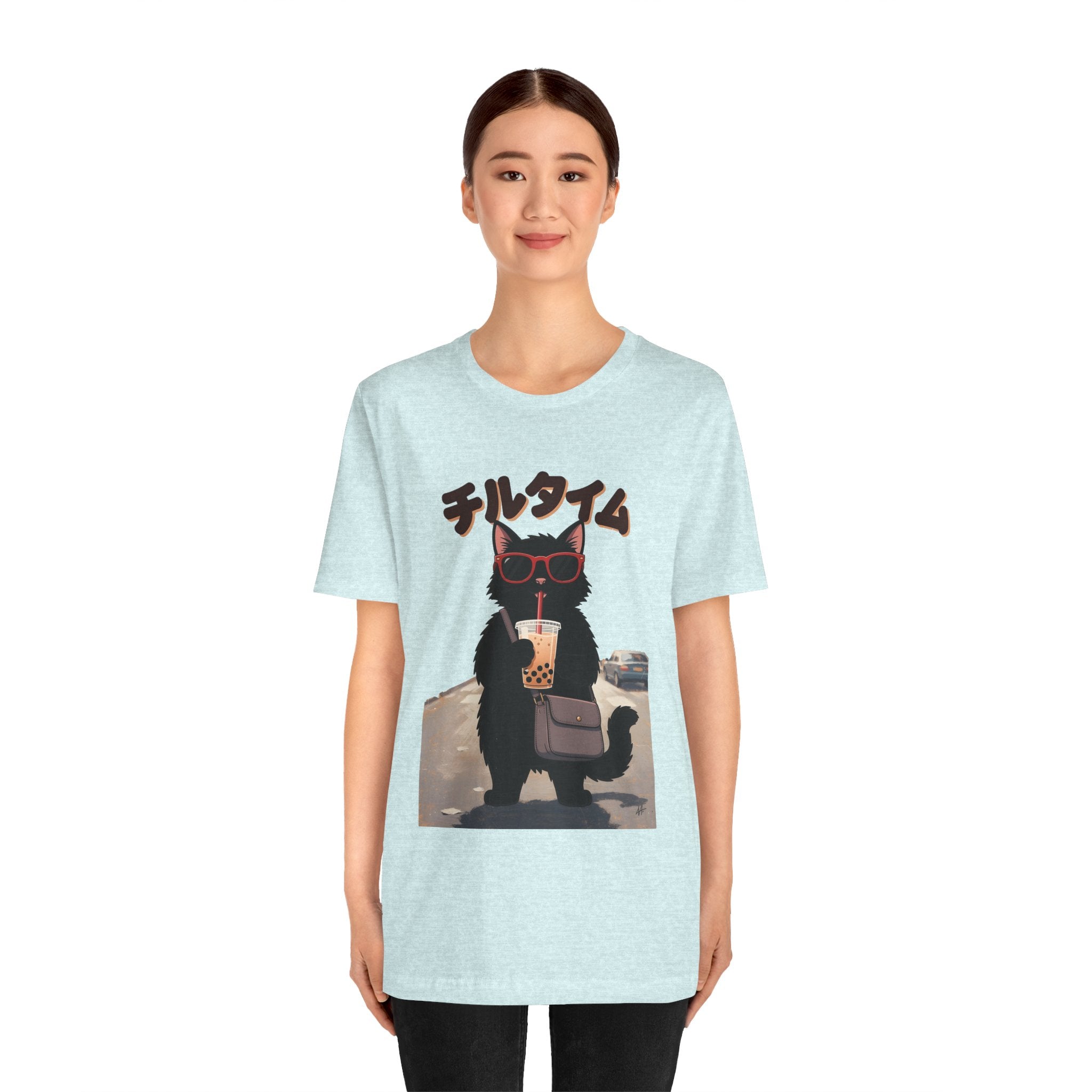 Boba Cat Tee — Cute Cat Drinking Bubble Tea Graphic T-Shirt