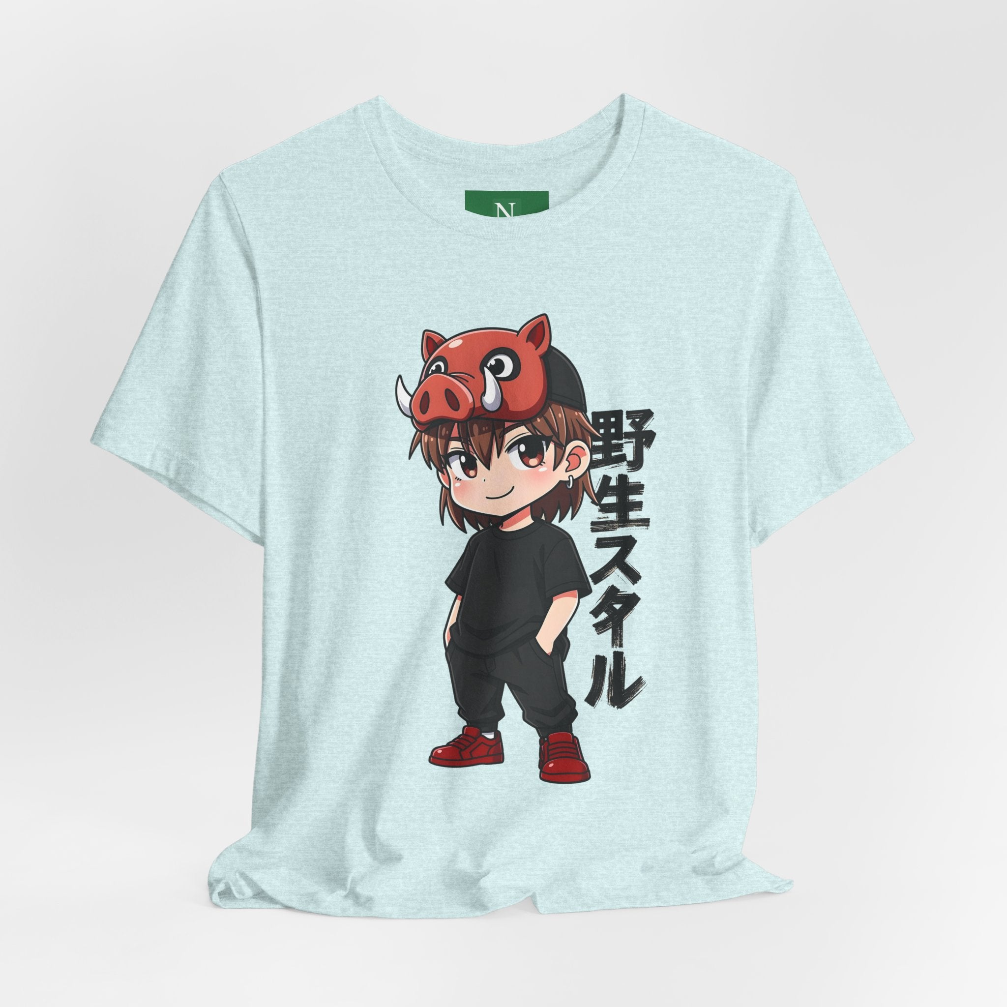 Anime Boy with Boar Mask T-Shirt — 野生スタイル (Wild Style)