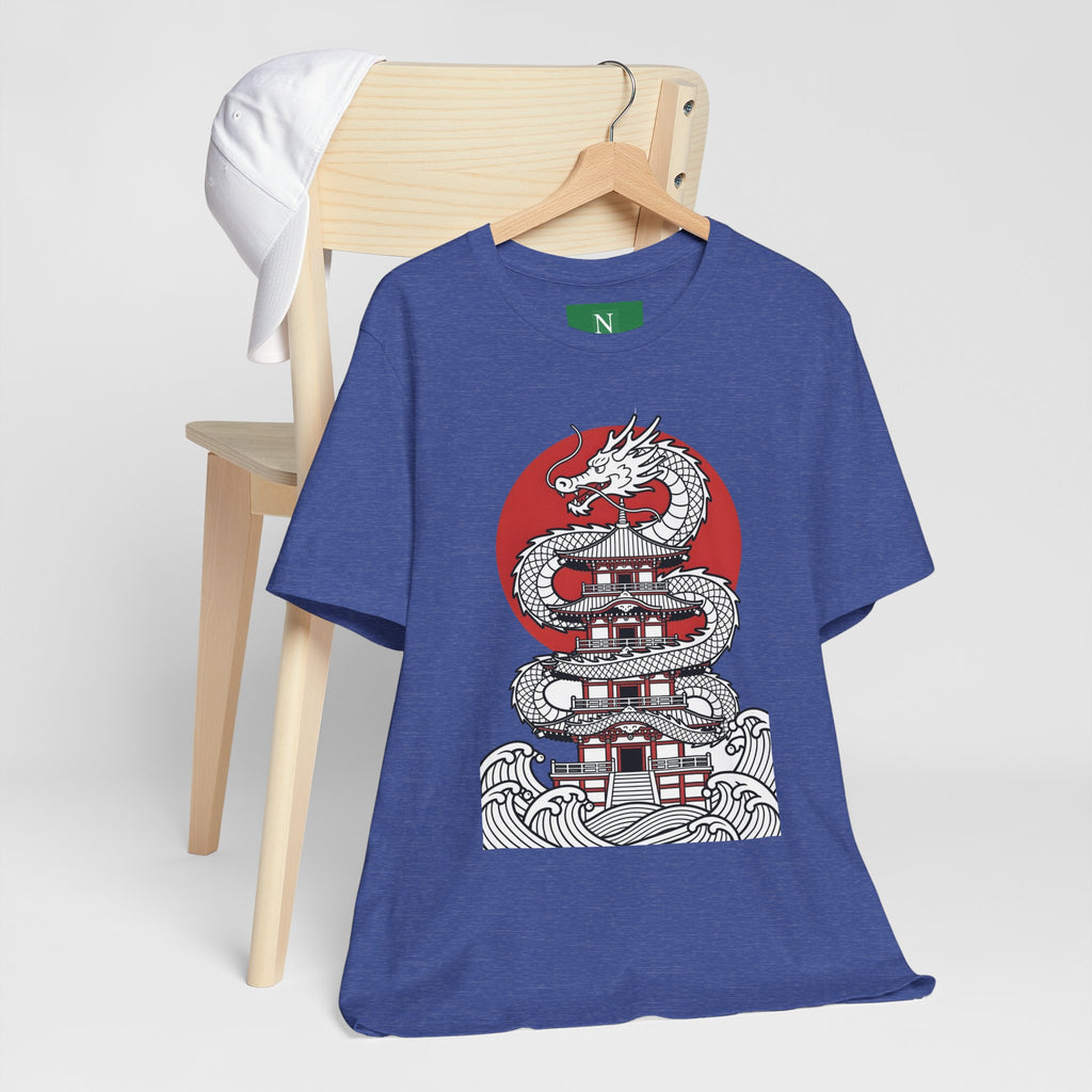 Dragon Pagoda T‑Shirt — Japanese Red Sun Temple Graphic Tee