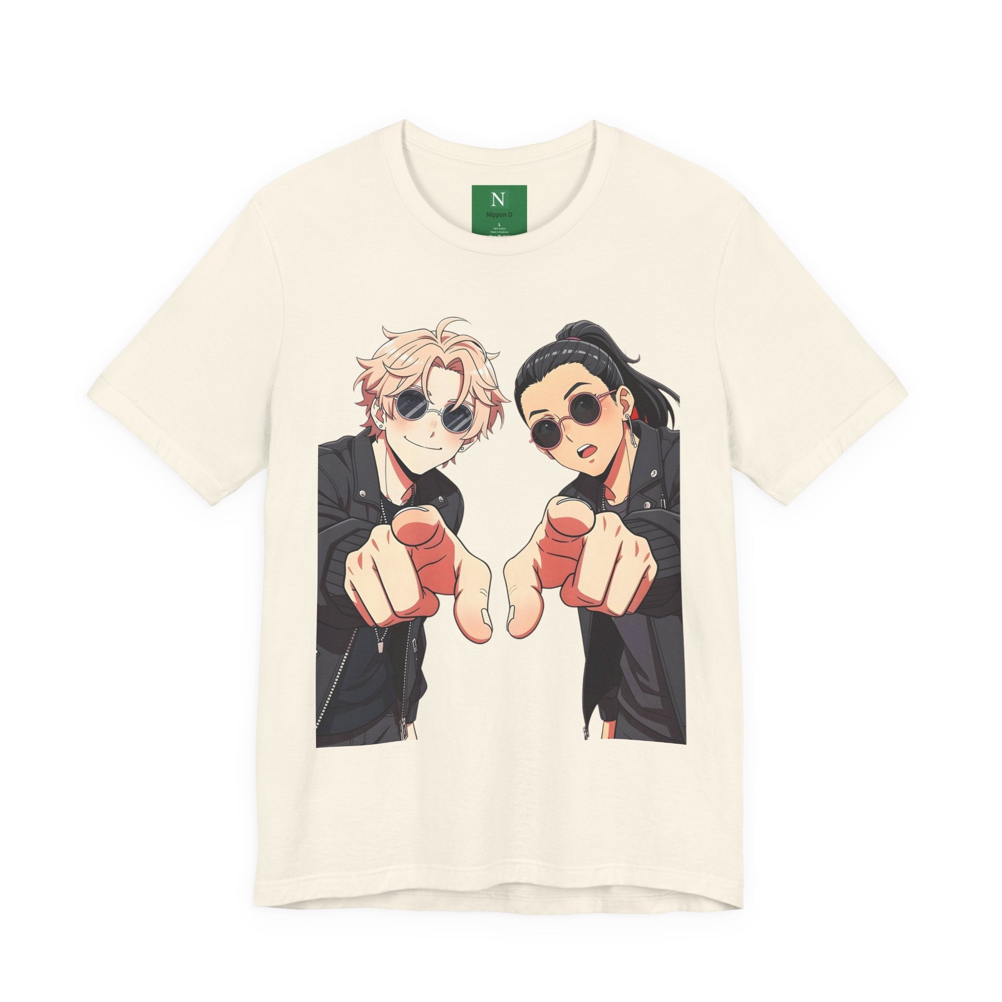 Anime Besties Pointing Tee — Cool Duo Illustration T‑Shirt